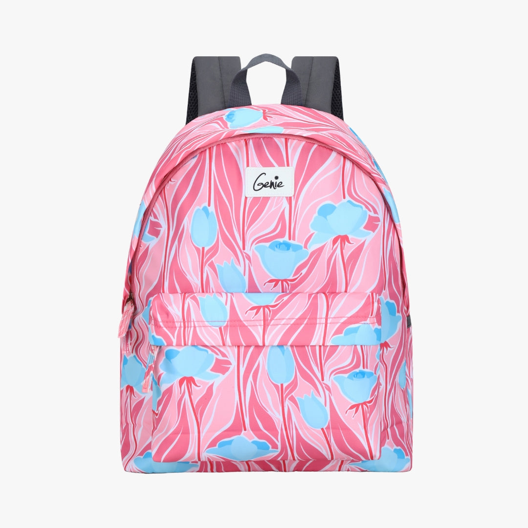 Genie Tulip 18L Pink Casual Backpack With Easy Access Pockets