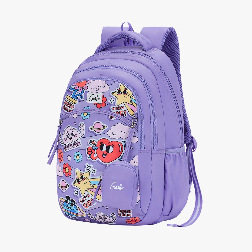 Genie Pearl 27L Purple Juniors Backpack With Easy Access Pockets