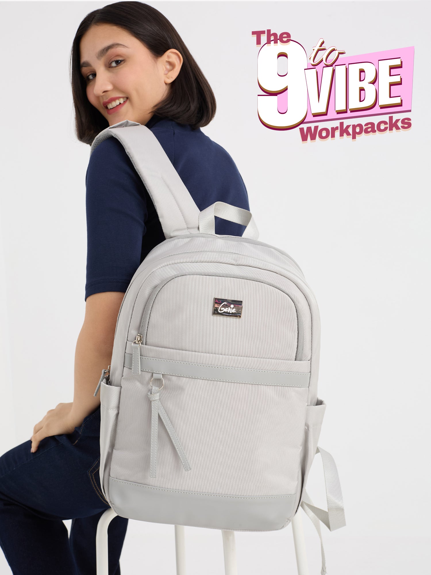 Clea 27 L Grey Formal Backpack With Laptop Sleeve