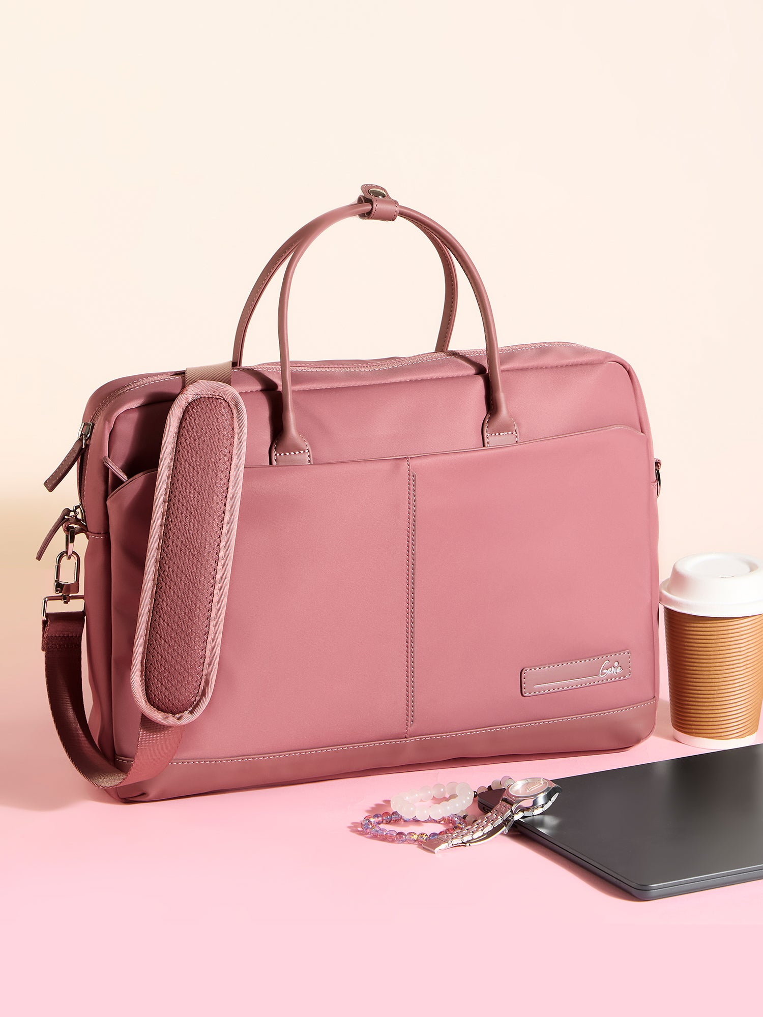 Maven 18L Pink Satchel With Trolley and Laptop Sleeve