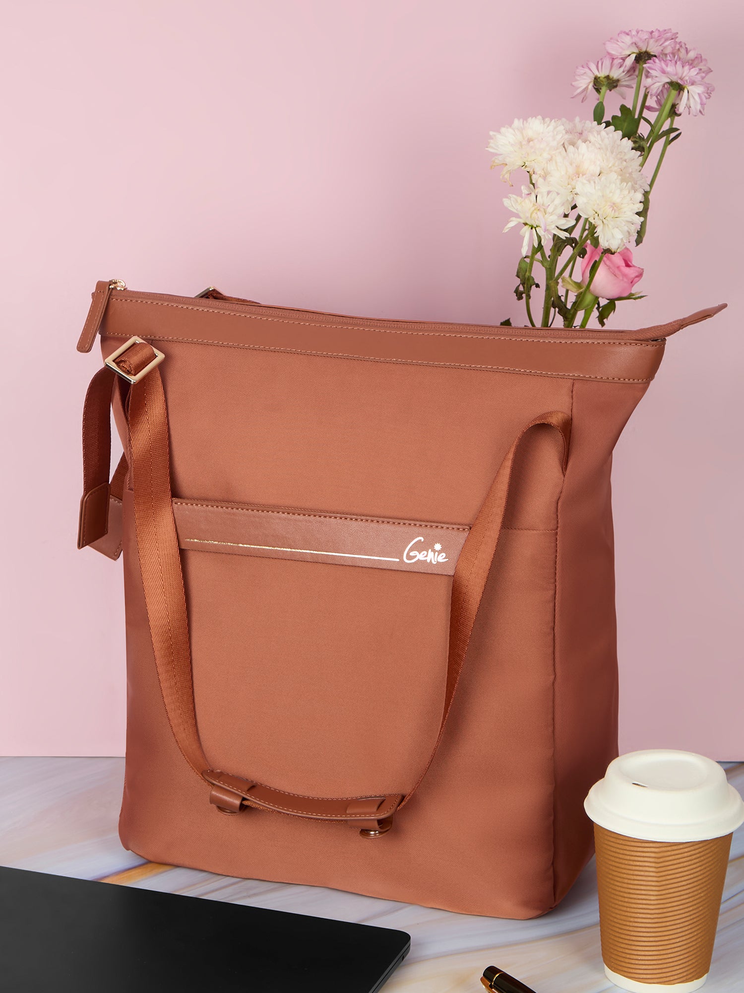Amber 15L Mud Coral Tote Bag With Laptop Sleeve