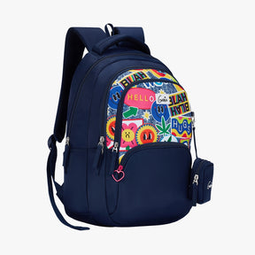 Genie Blahblah 27L Navy Blue Juniors Backpack With Easy Access Pockets
