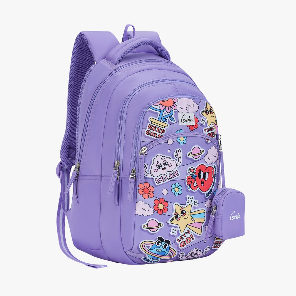 Genie Pearl 27L Purple Juniors Backpack With Easy Access Pockets