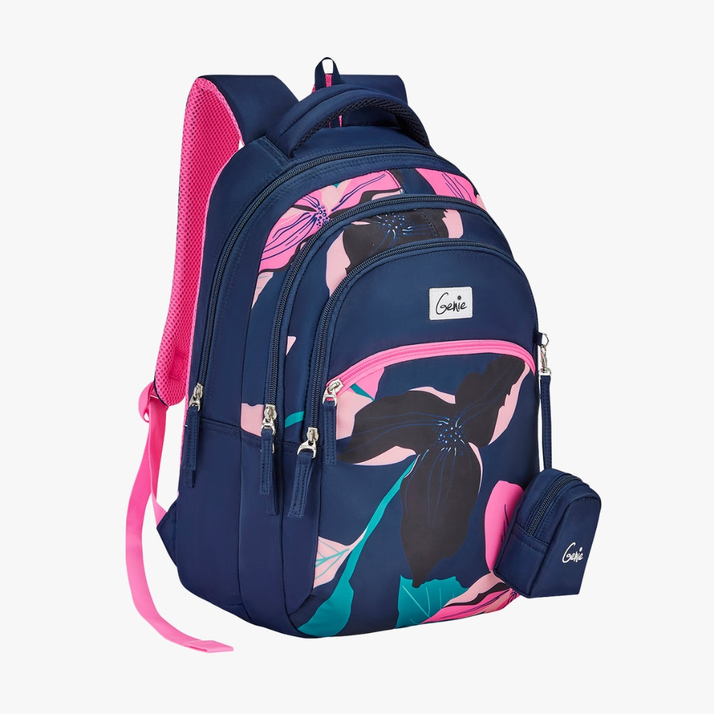 Genie Petunia 27L Navy Blue Juniors Backpack With Easy Access Pockets