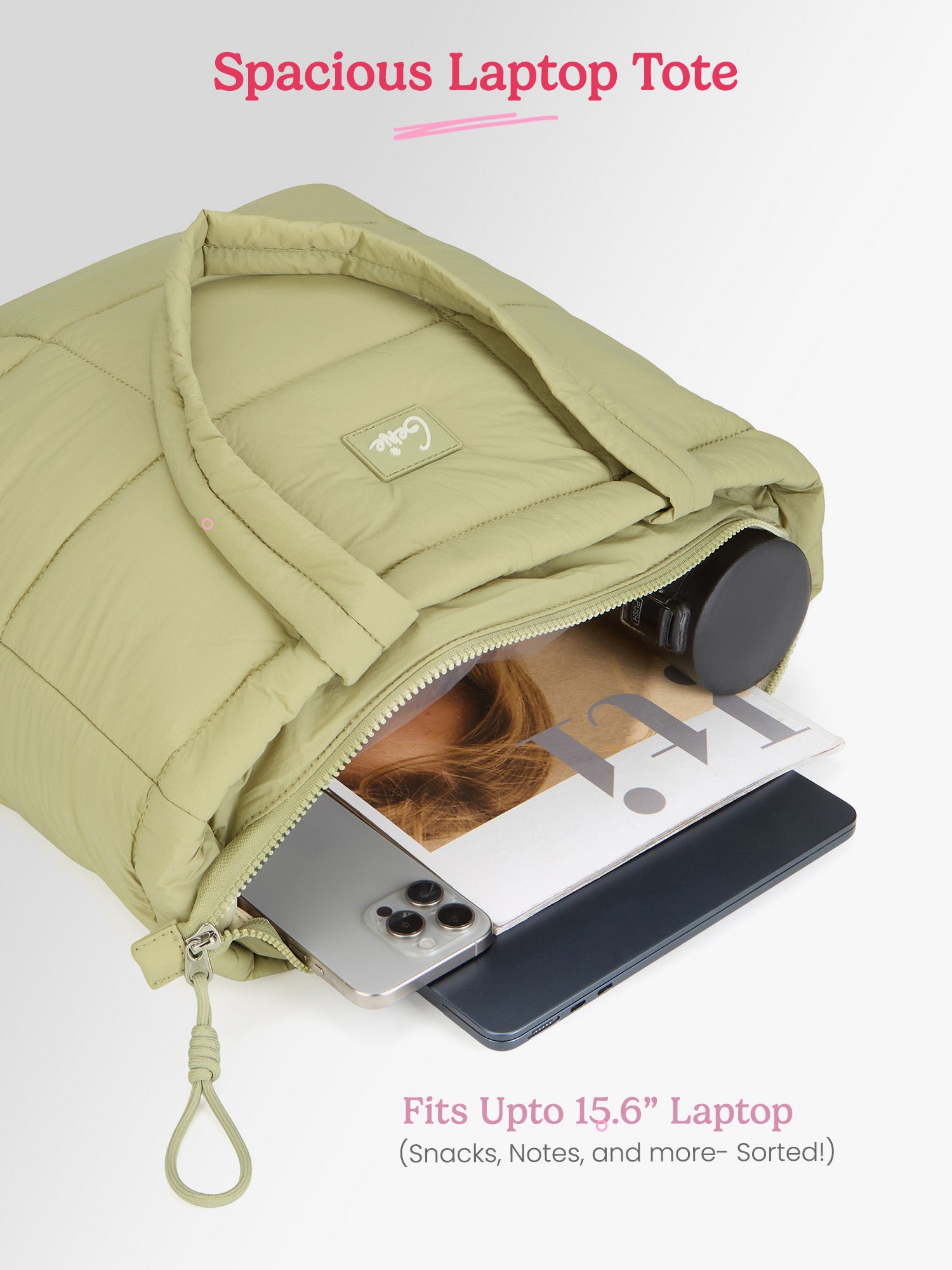 Halotote 18L Green Tote Bag With Laptop Sleeve