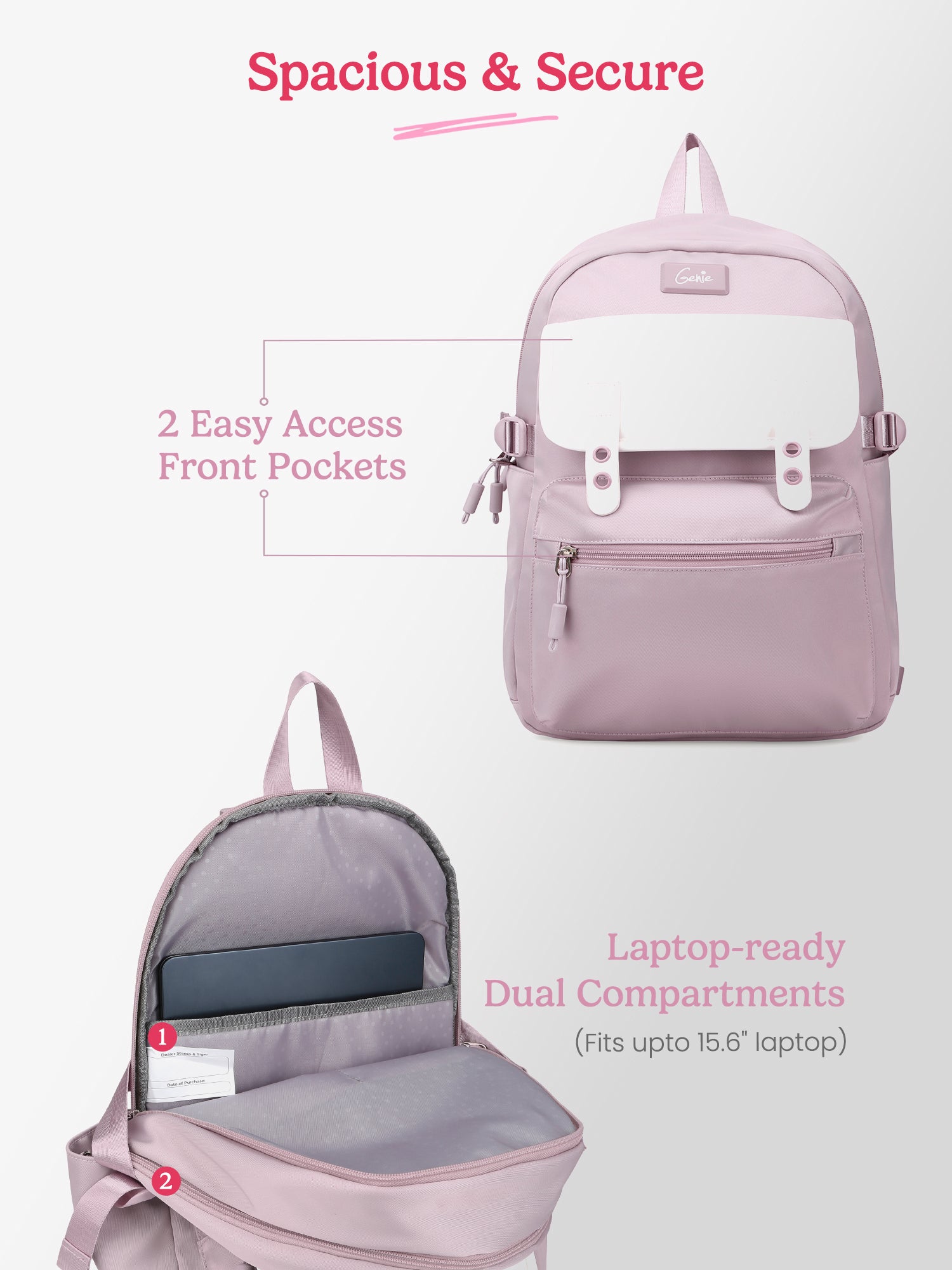 Kdream 27L Lavender Casual Backpack With Laptop Sleeve