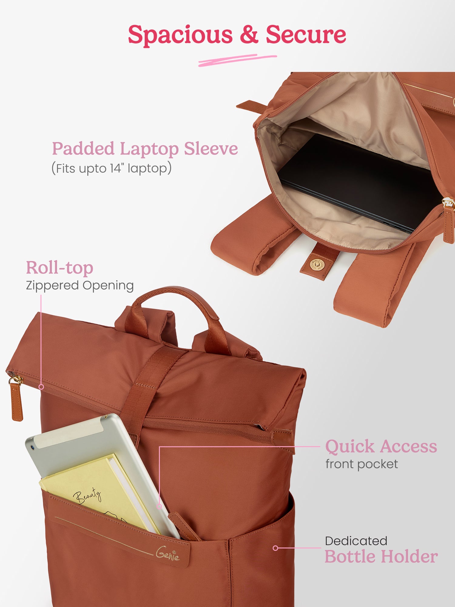 Rogue 27 L Mud Coral Top Open Formal Backpack with Laptop Sleeve