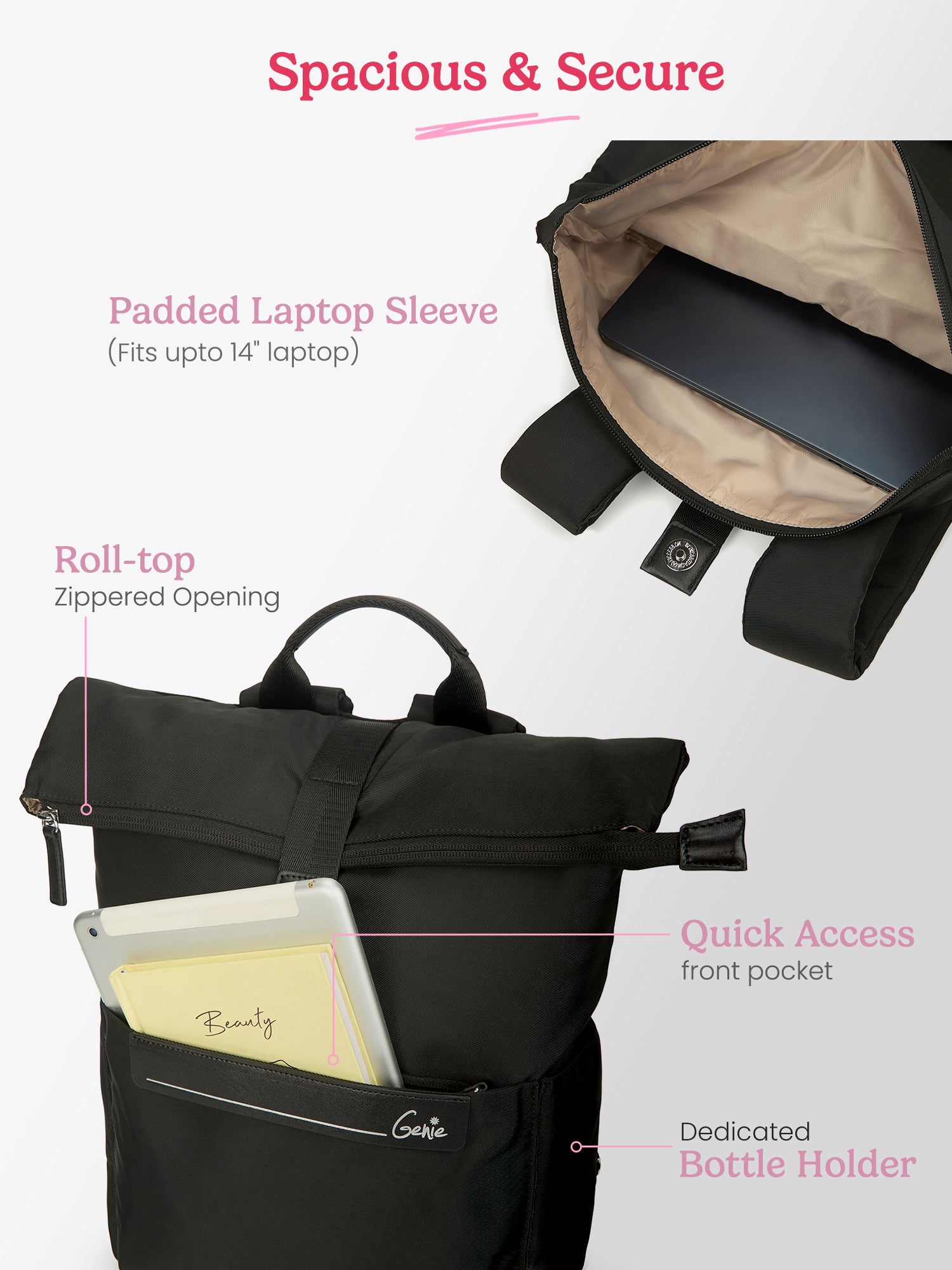 Rogue 27 L Black Top Open Formal Backpack with Laptop Sleeve