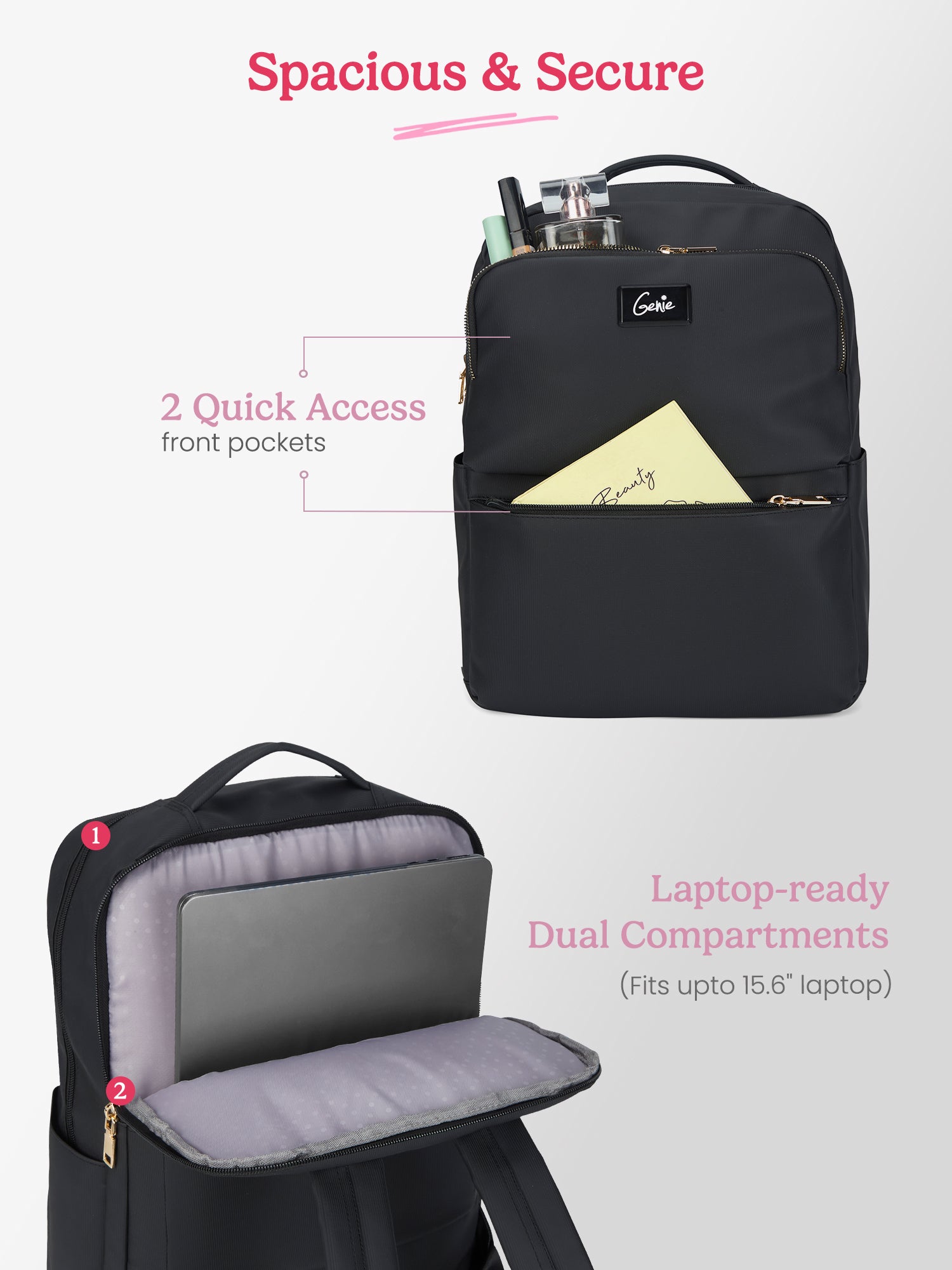 Audrey 27 L Black Formal Backpack Laptop Sleeve