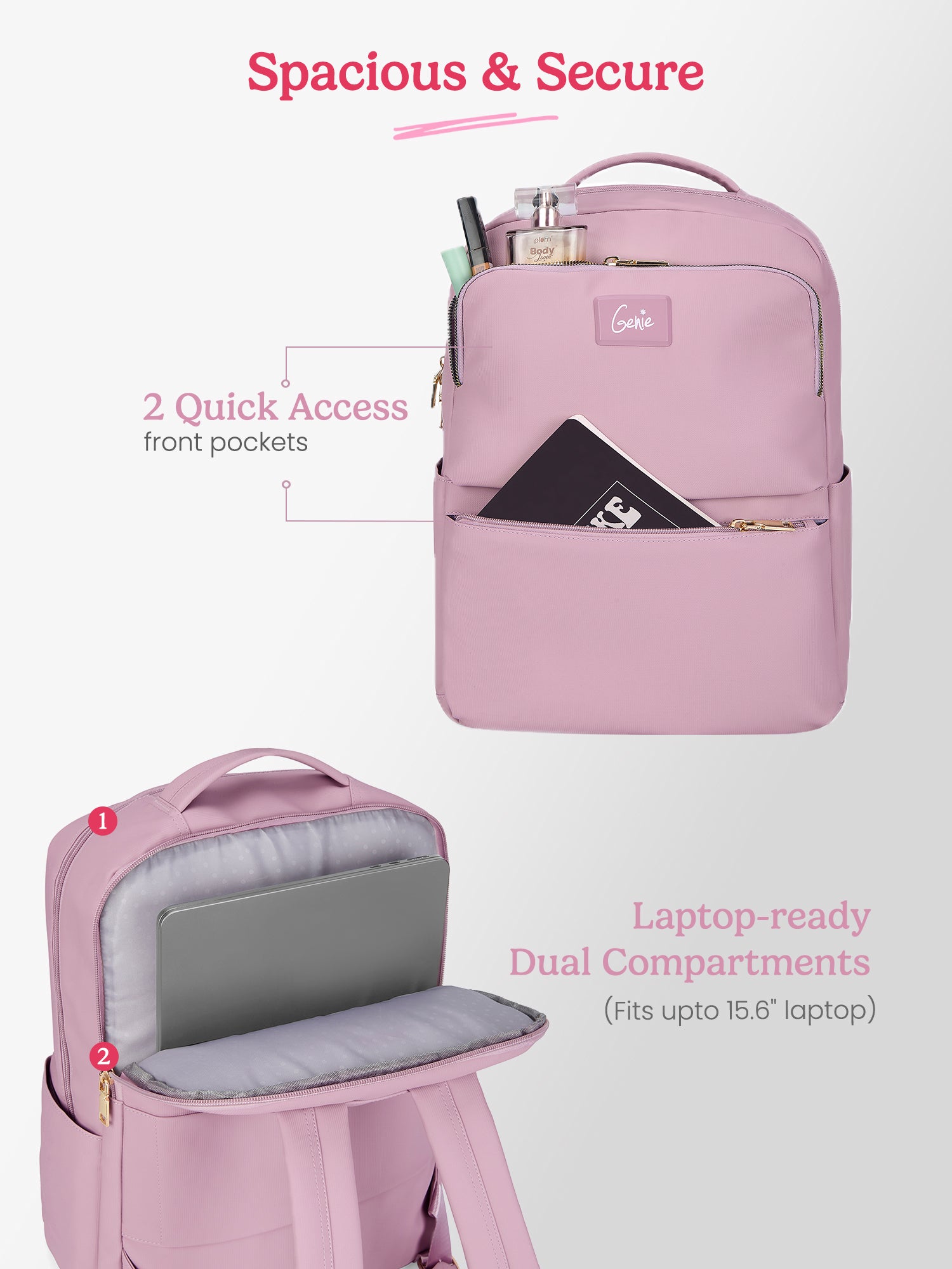 Audrey 27 L Lavender Formal Backpack Laptop Sleeve
