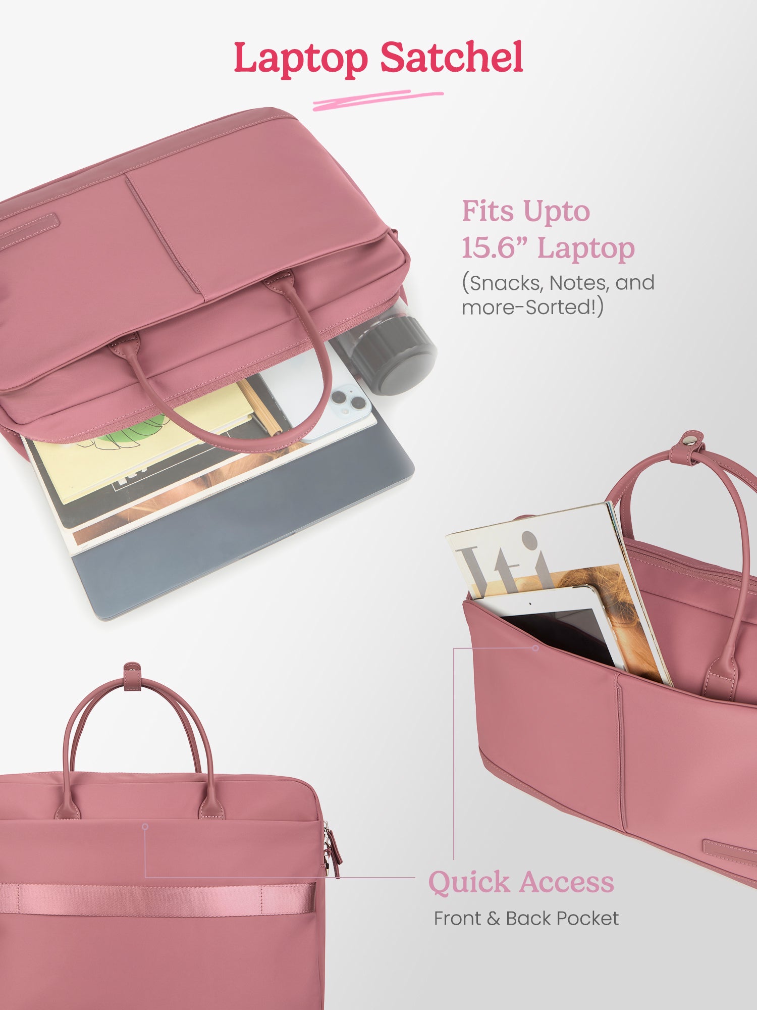 Maven 18L Pink Satchel With Trolley and Laptop Sleeve