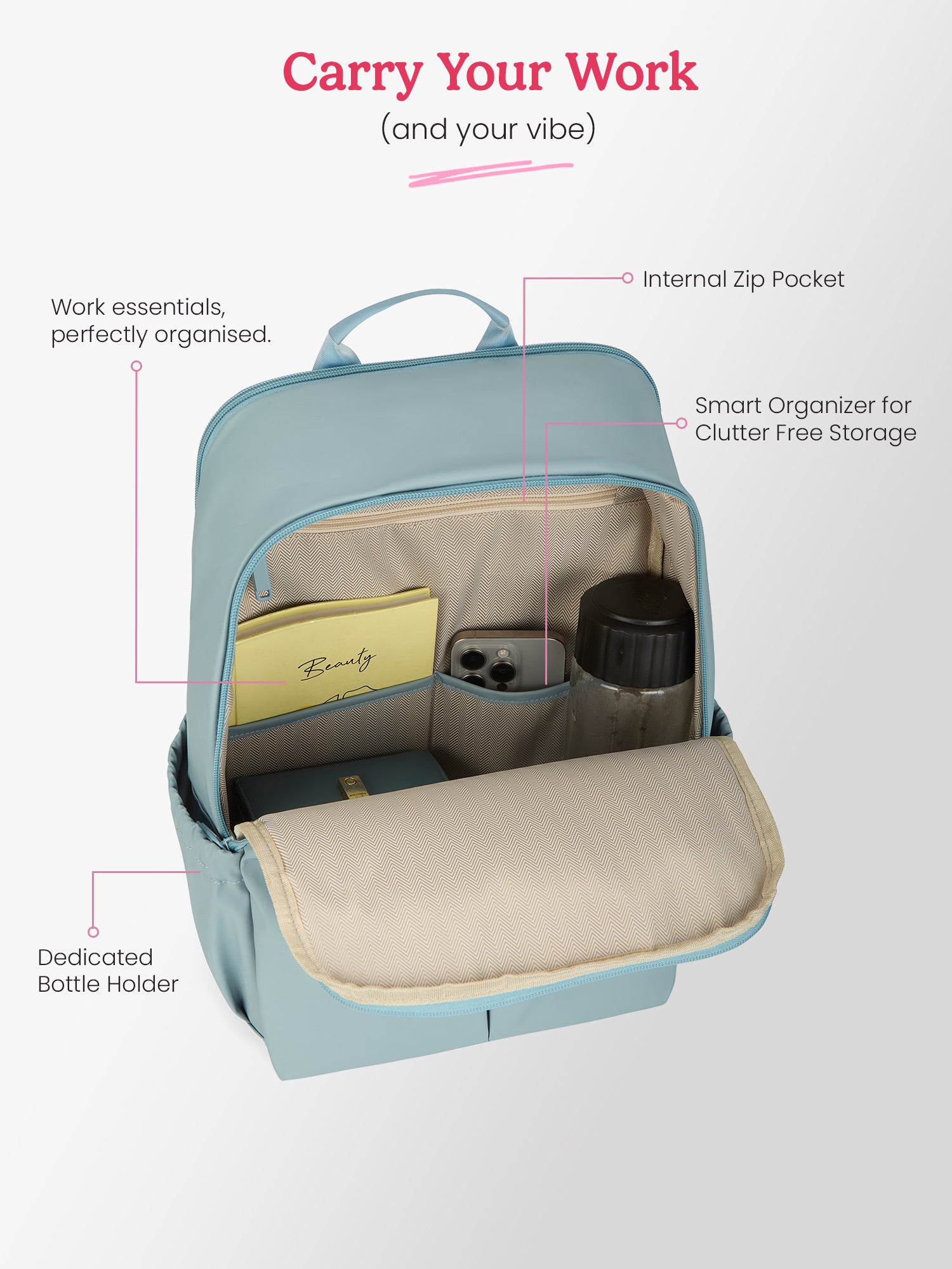 Cipher 27 L Sky Blue Formal Backpack Laptop Sleeve