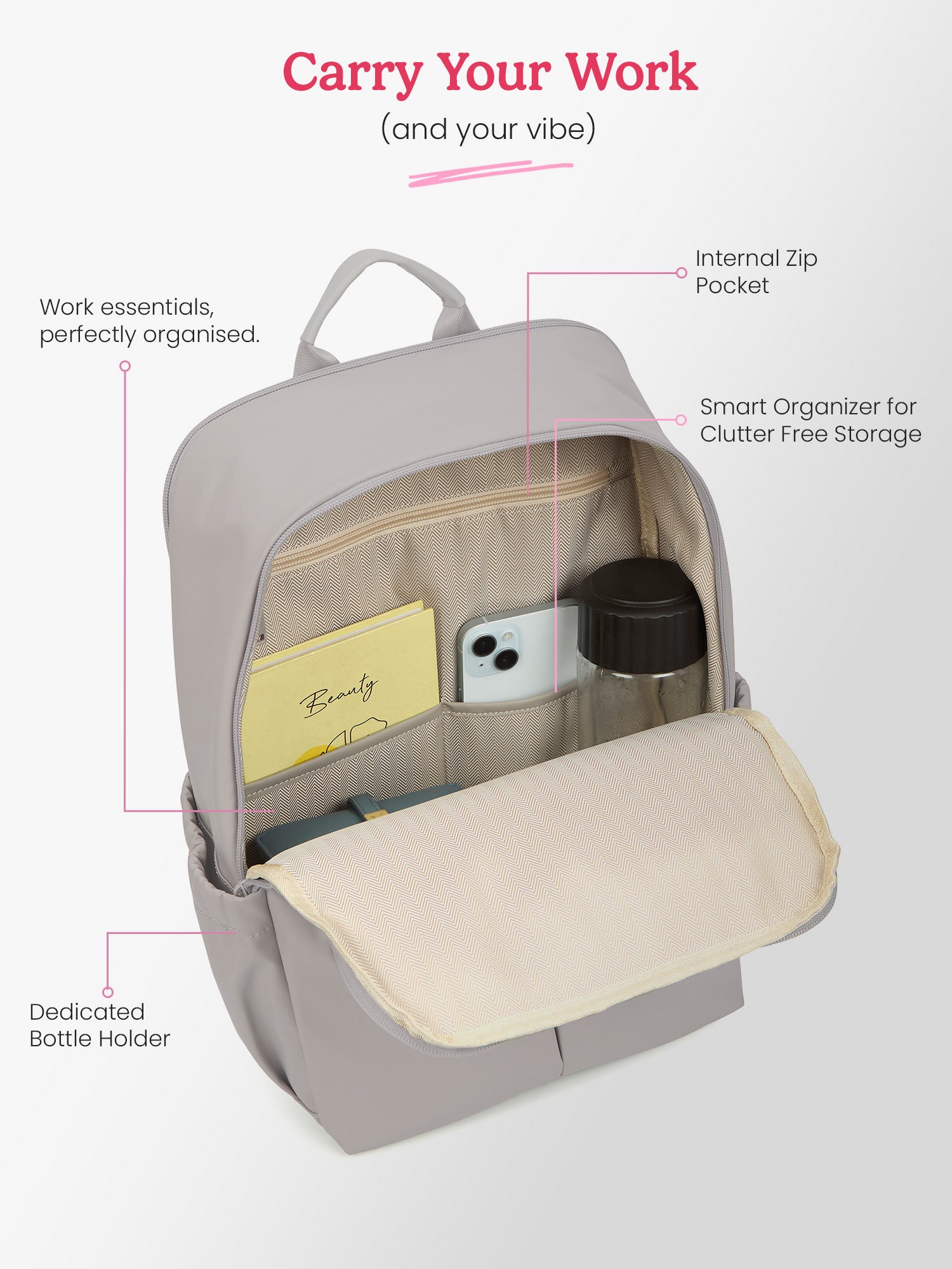Cipher 27 L Grey Formal Backpack Laptop Sleeve