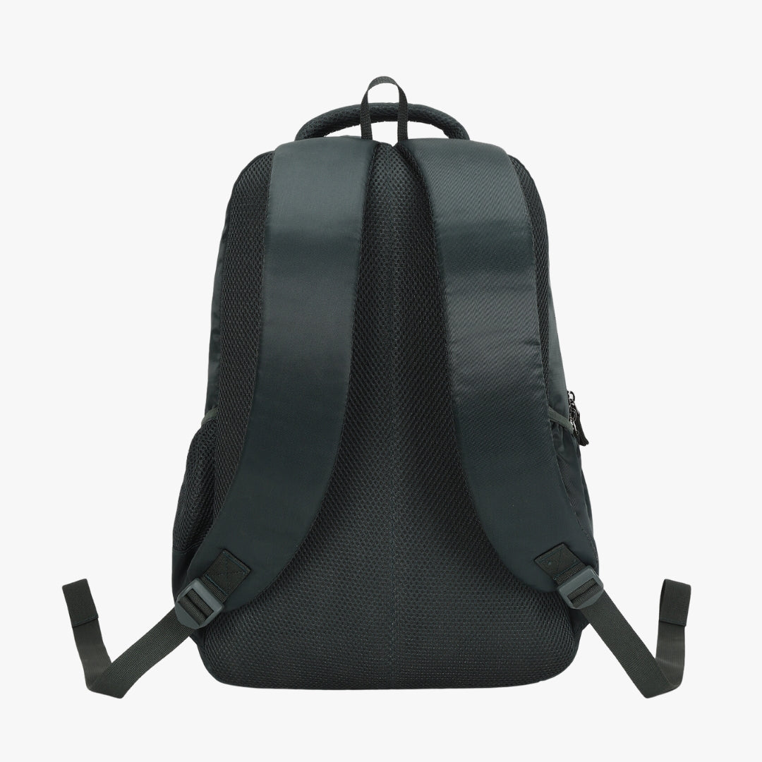 back padding and straps of ash green backpack