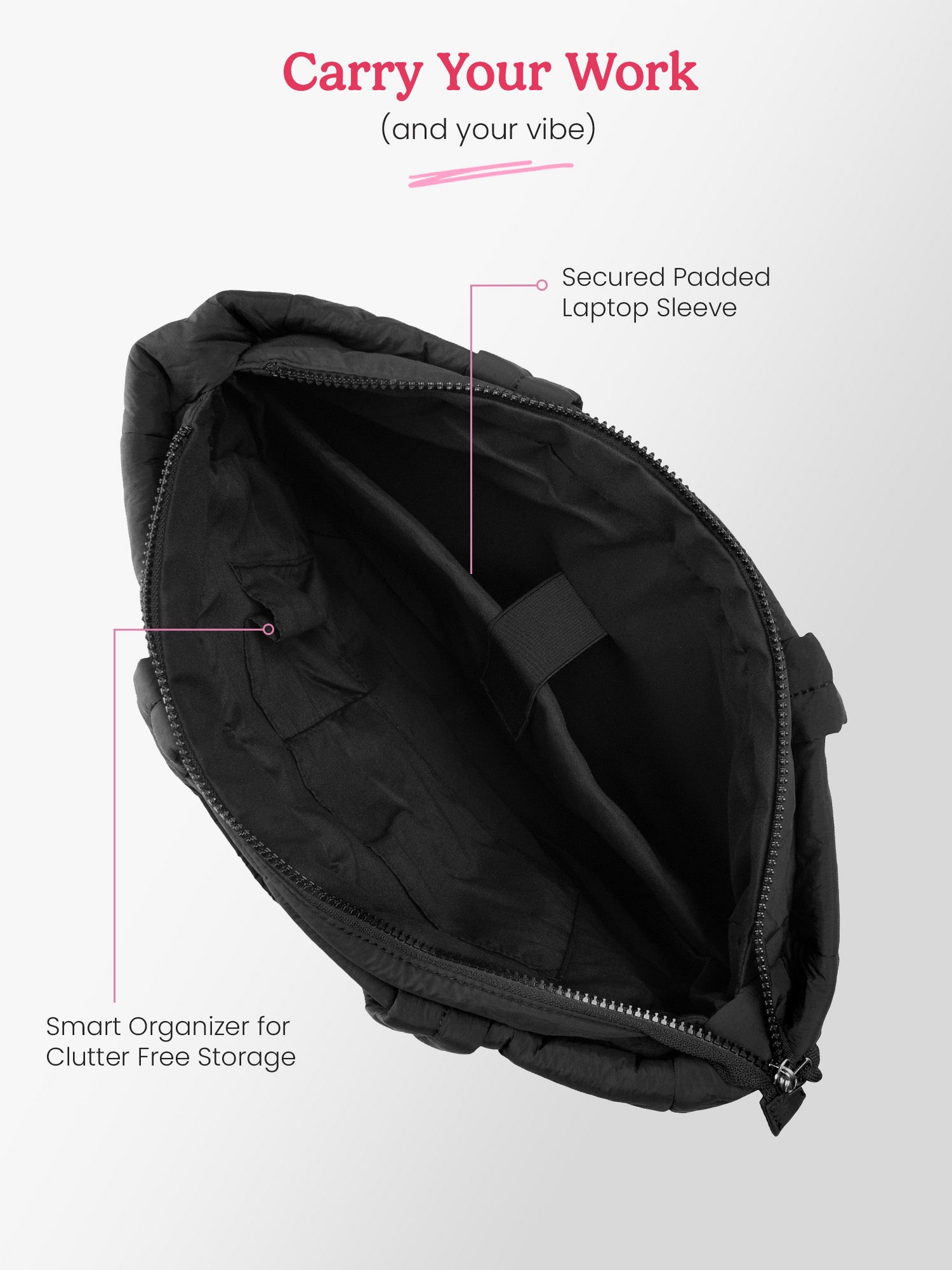 Halotote 18L Black Tote Bag With Laptop Sleeve