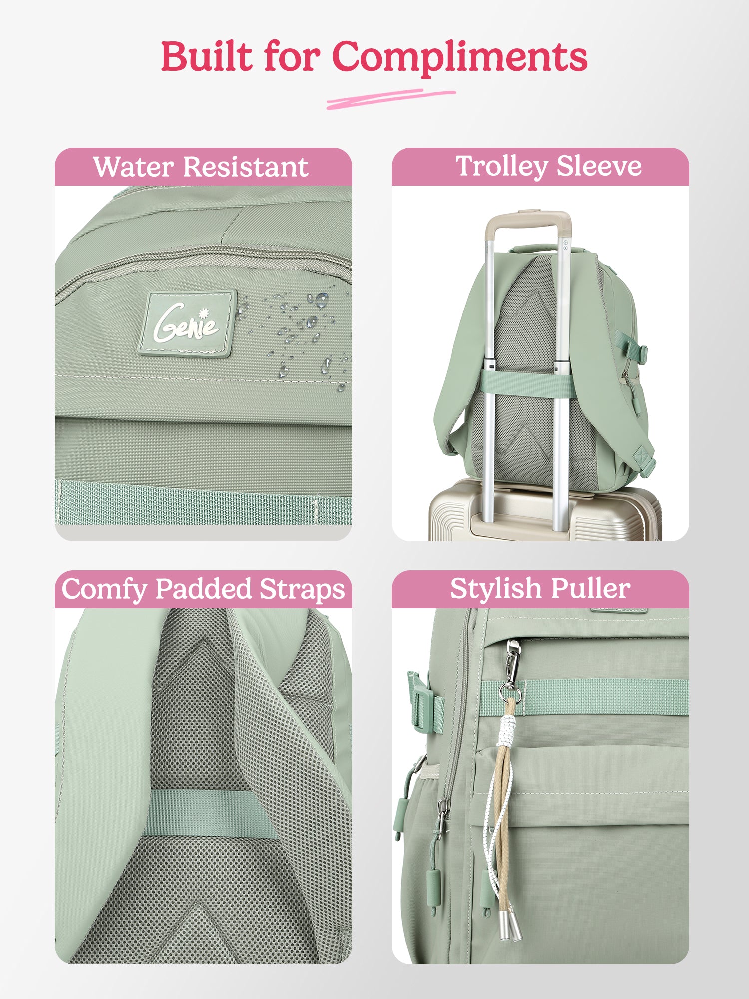 Berry 27L Green Casual Backpack With Laptop Sleeve