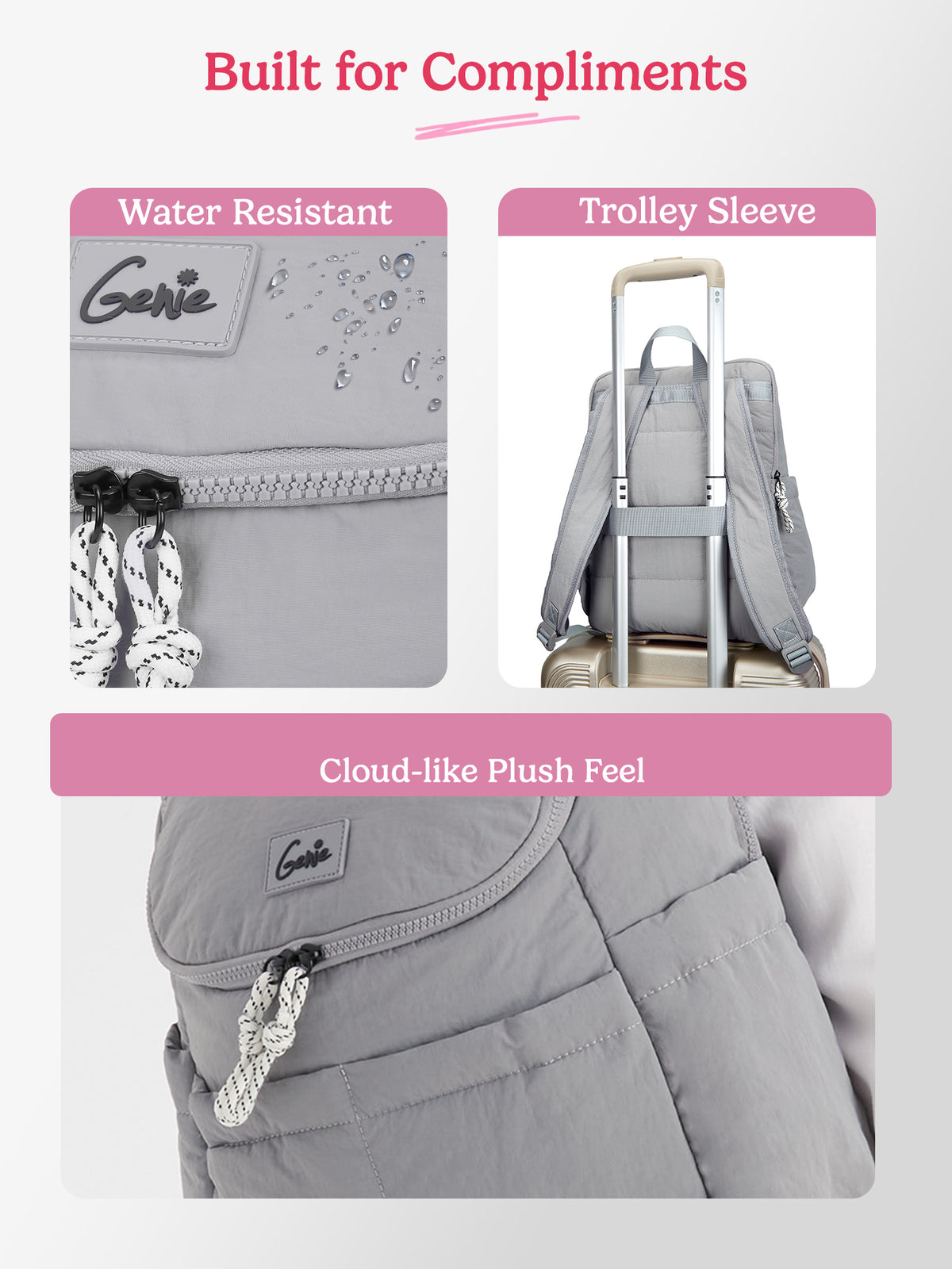 Plushpack 27L Grey Casual Backpack With Laptop Sleeve