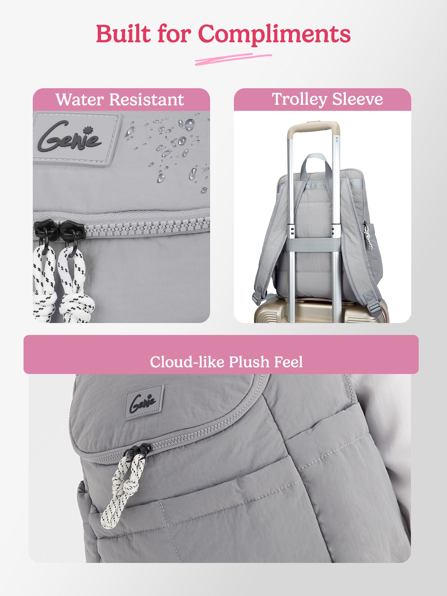 Plushpack 27L Grey Casual Backpack With Laptop Sleeve
