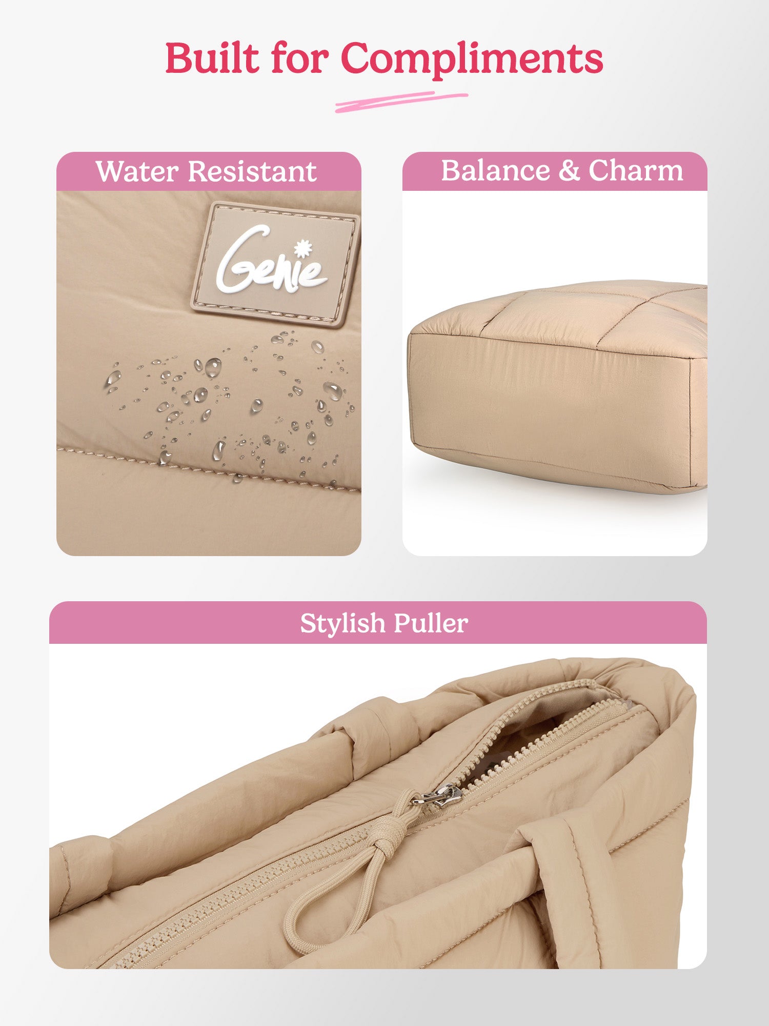 Halotote 18L Beige Tote Bag With Laptop Sleeve