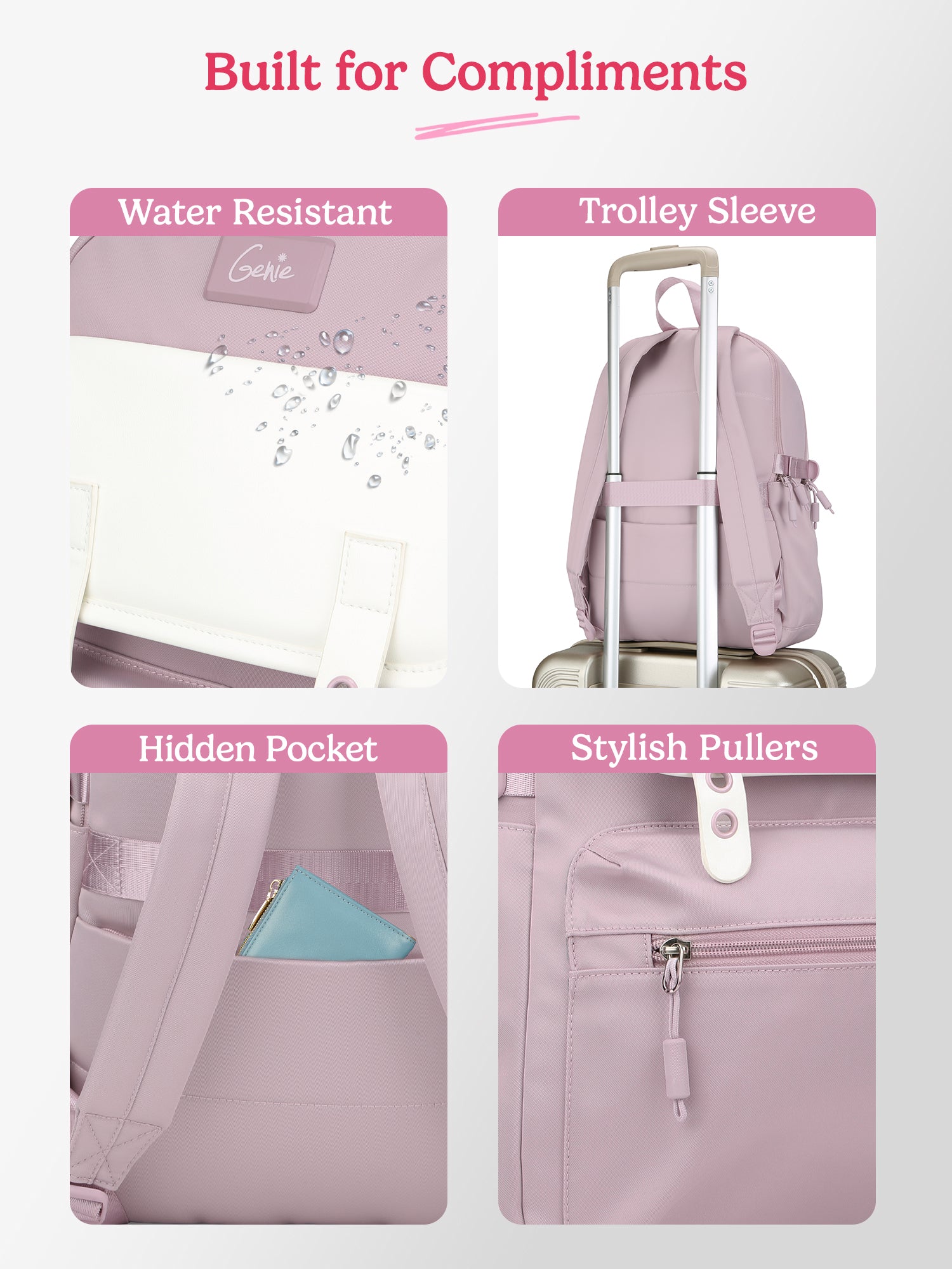 Kdream 27L Lavender Casual Backpack With Laptop Sleeve