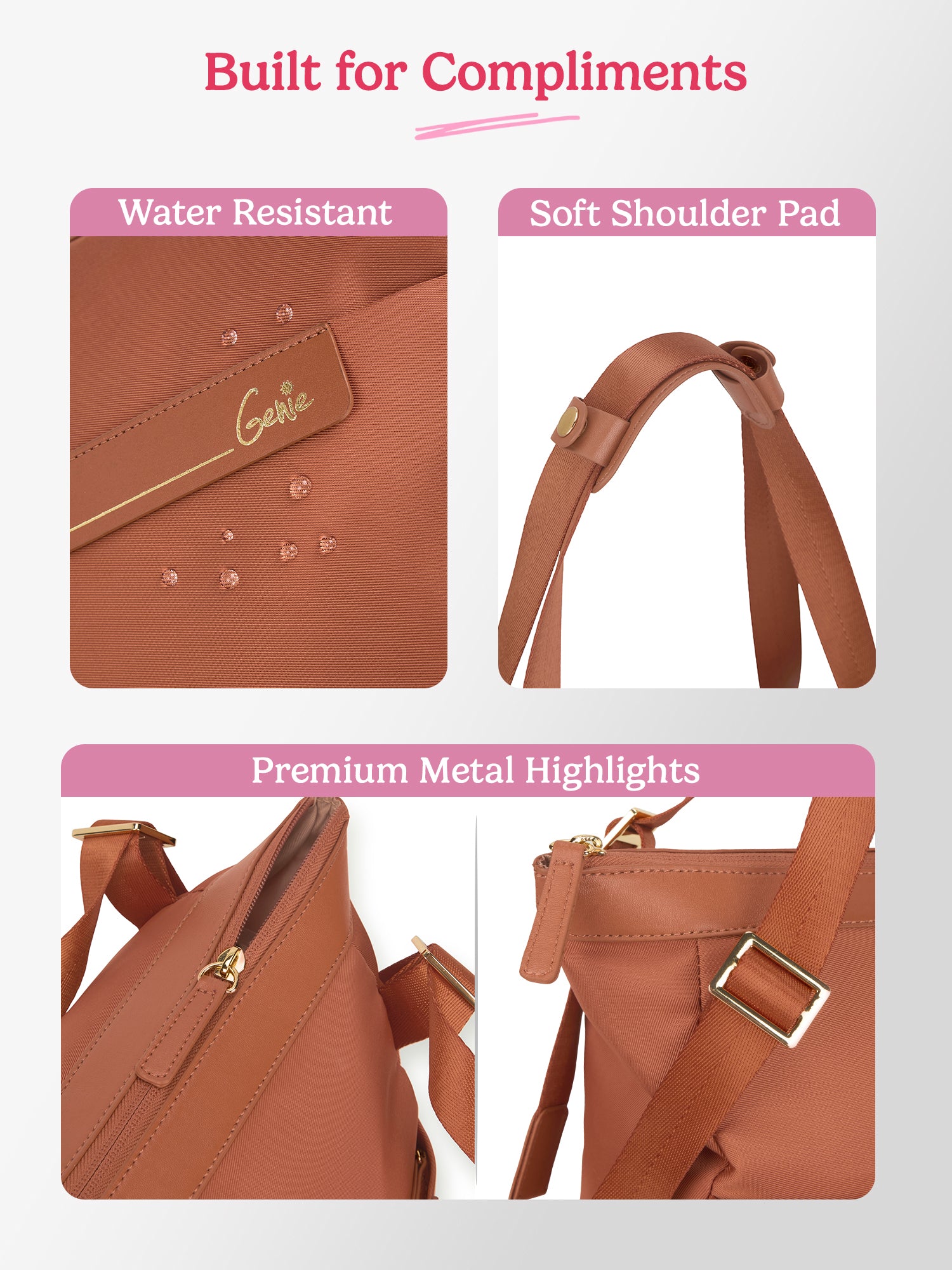 Amber 15L Mud Coral Tote Bag With Laptop Sleeve