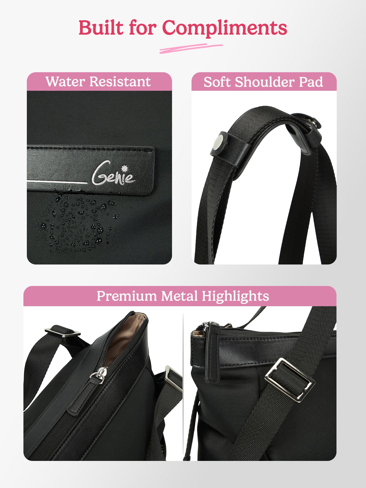 Amber 15L Black Tote Bag With Laptop Sleeve