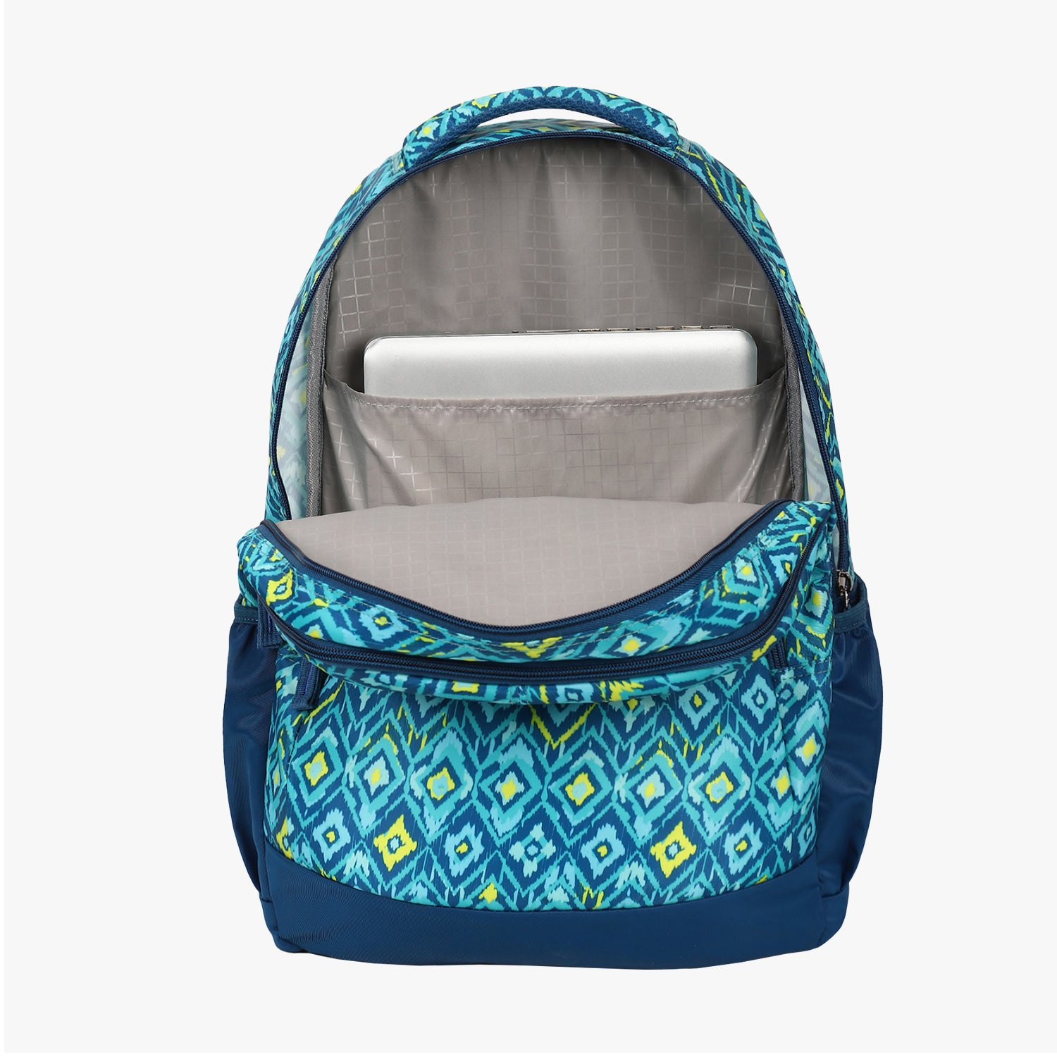 open backpack showing laptop compartment