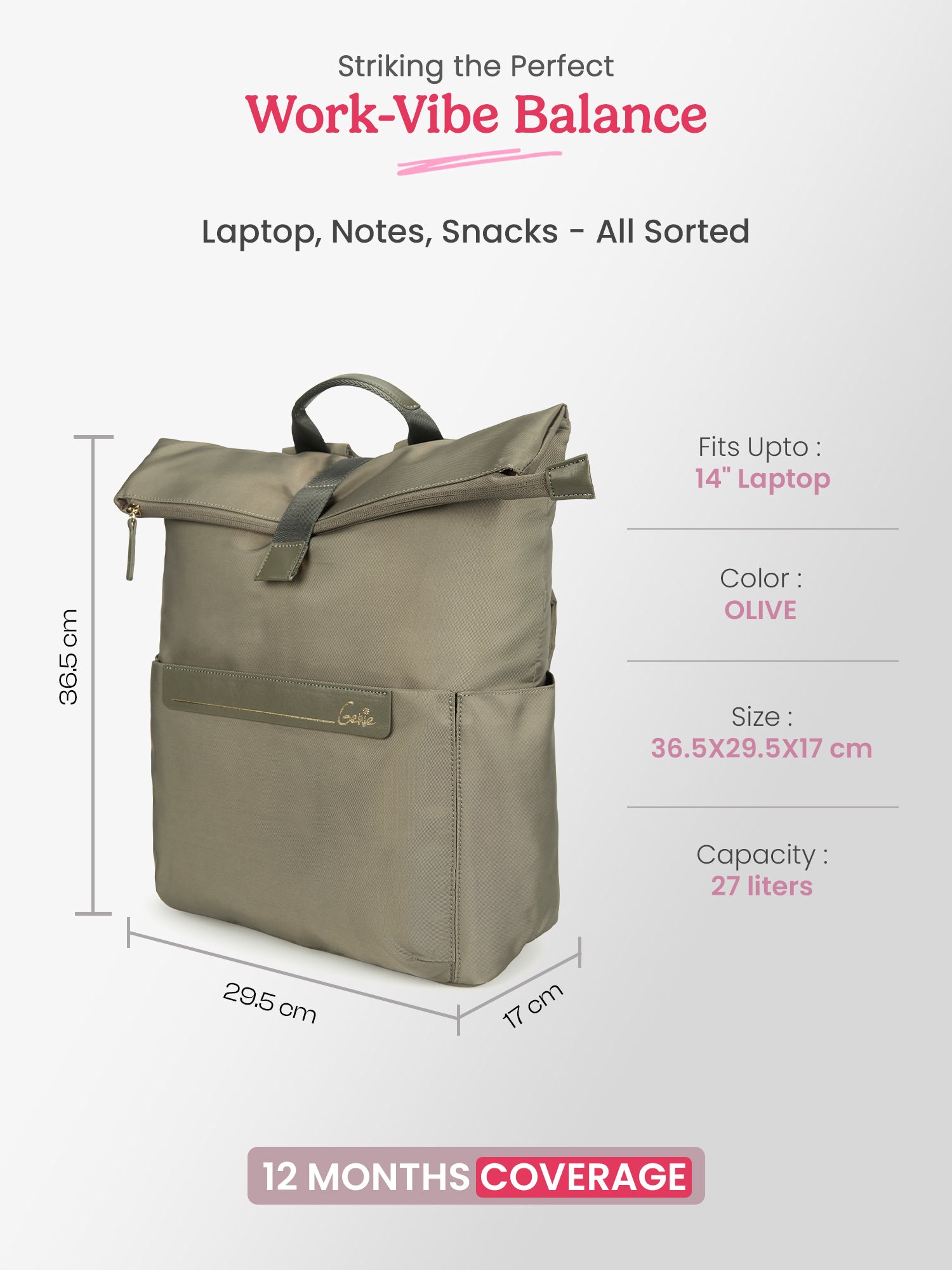 Rogue 27 L Olive Top Open Formal Backpack with Laptop Sleeve