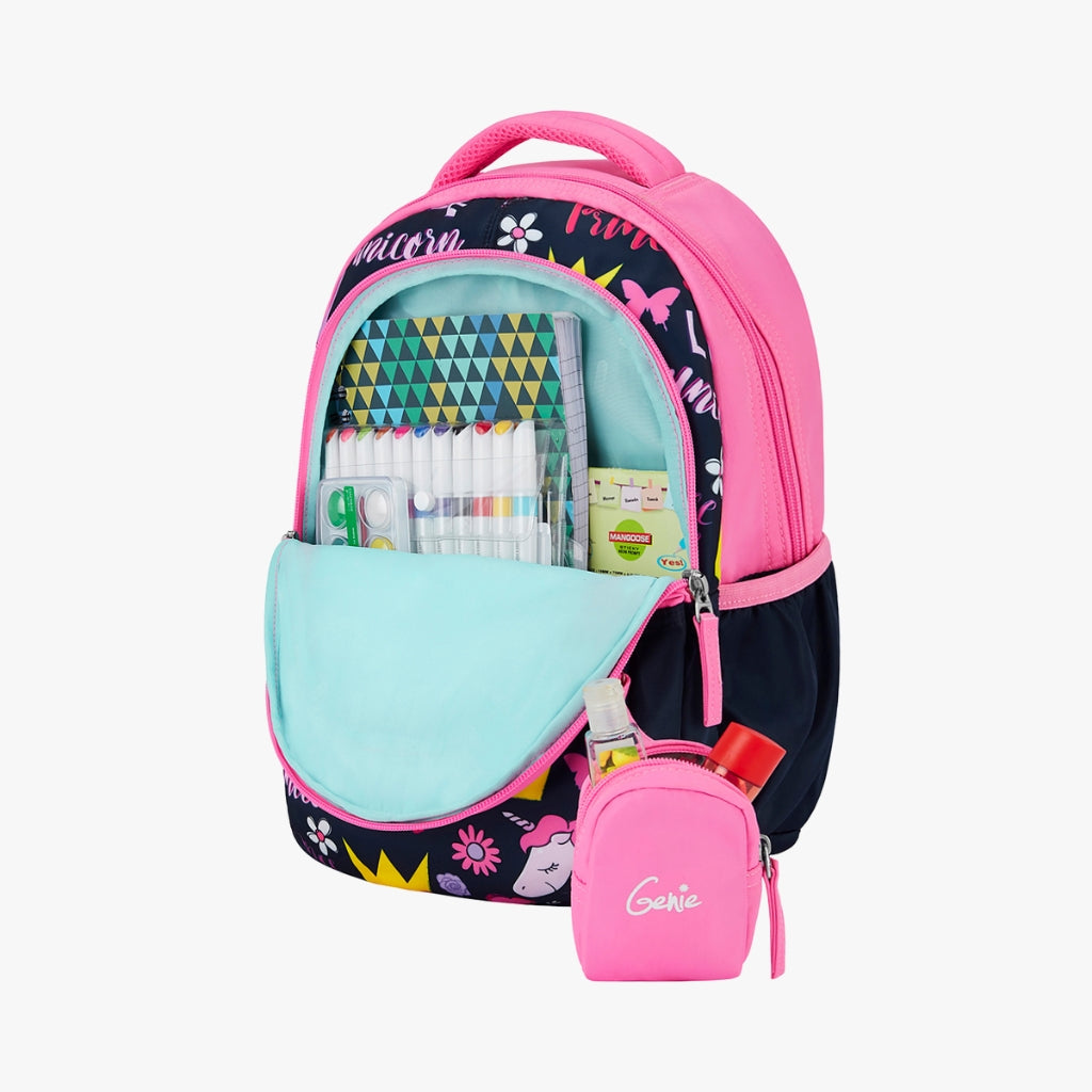 Genie Unicorn Love 20L Pink Kids Backpack With Comfortable Padding