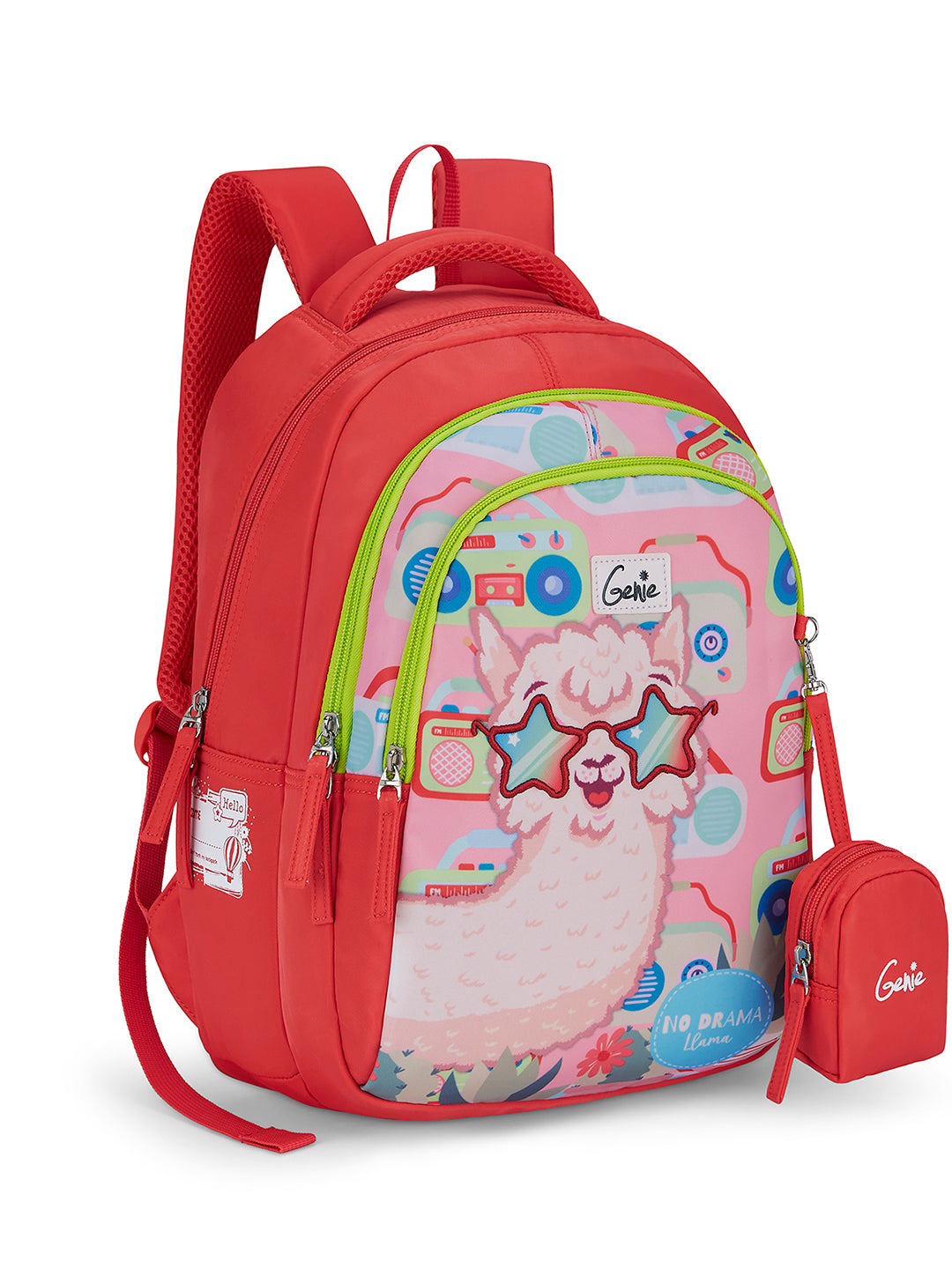 Llama Drama Small Backpack for Kids - Coral