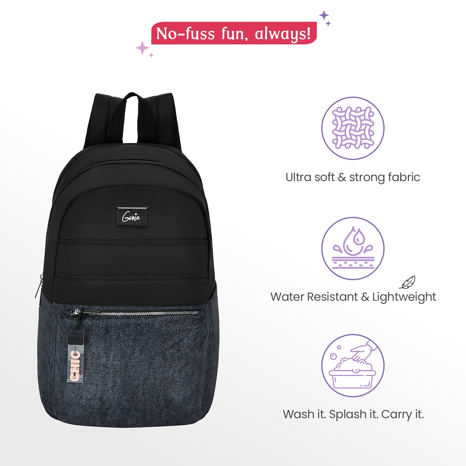Ebony 21L Charcoal Black College Backpack With Laptop Sleeve