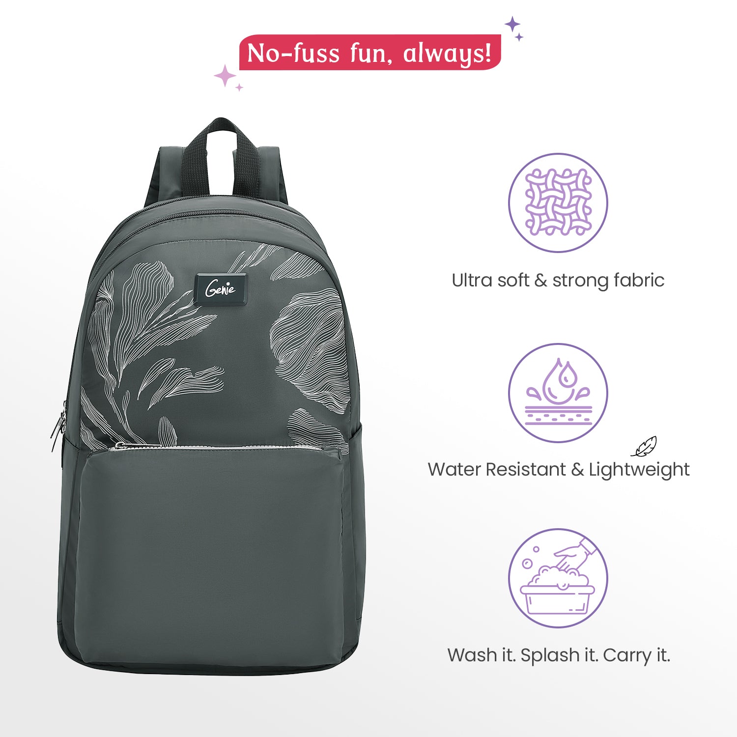 Ashlyn 21L Grey College Backpack With Laptop Sleeve