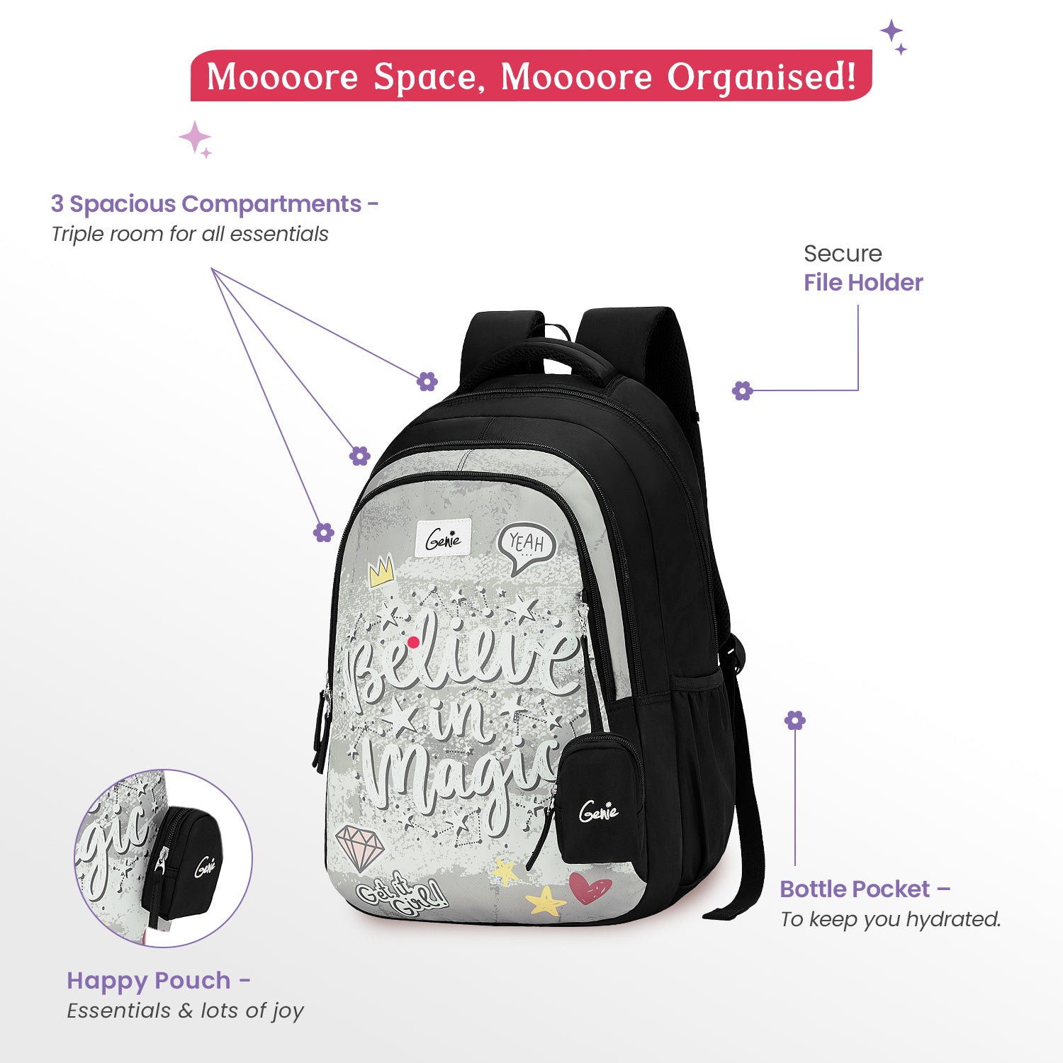 Magic 36L Black School Backpack