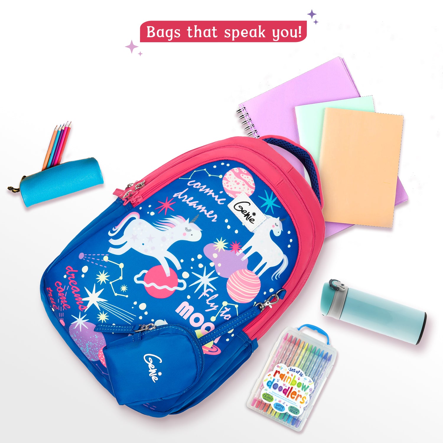 Unicornstar Small Backpack for Kids - Navy Blue