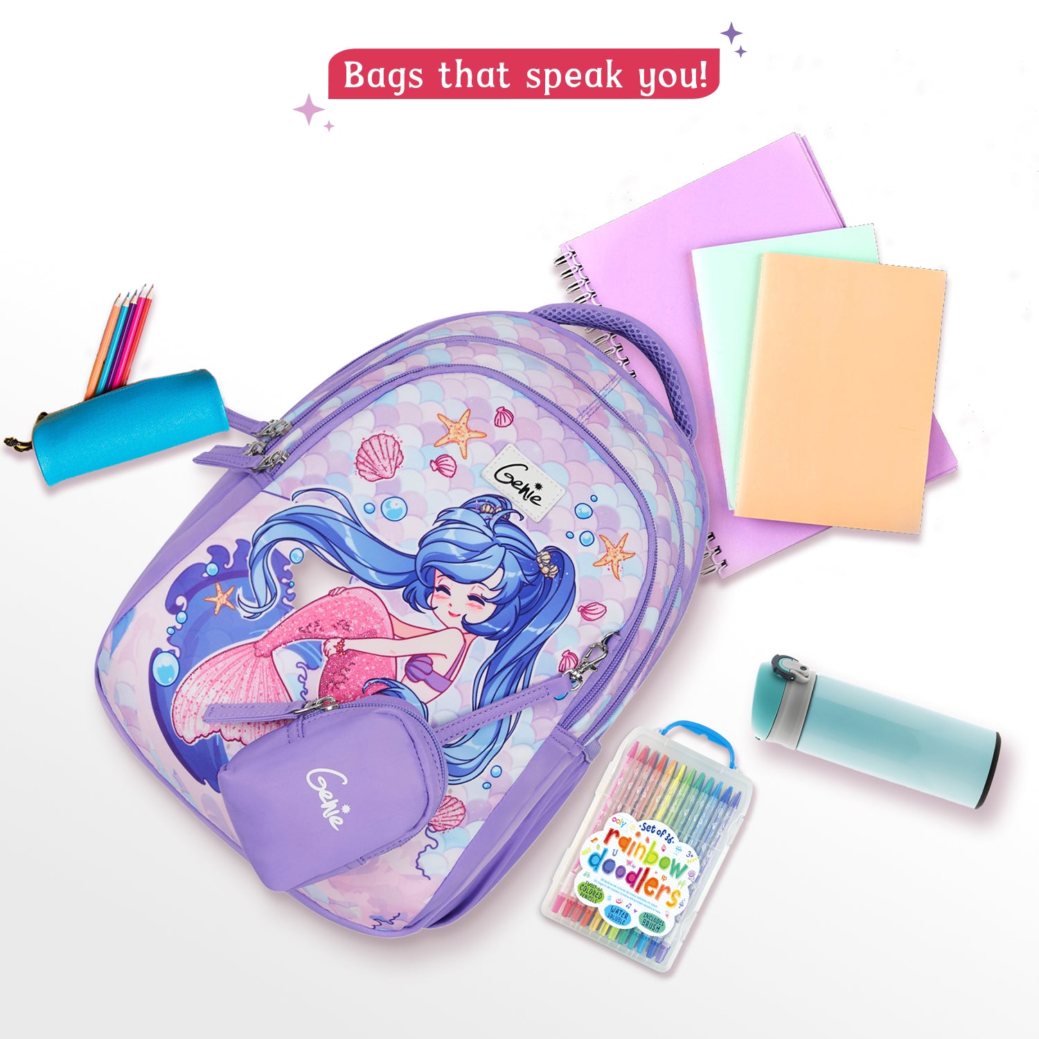 Mermaid Small Backpack for Kids - Lavender