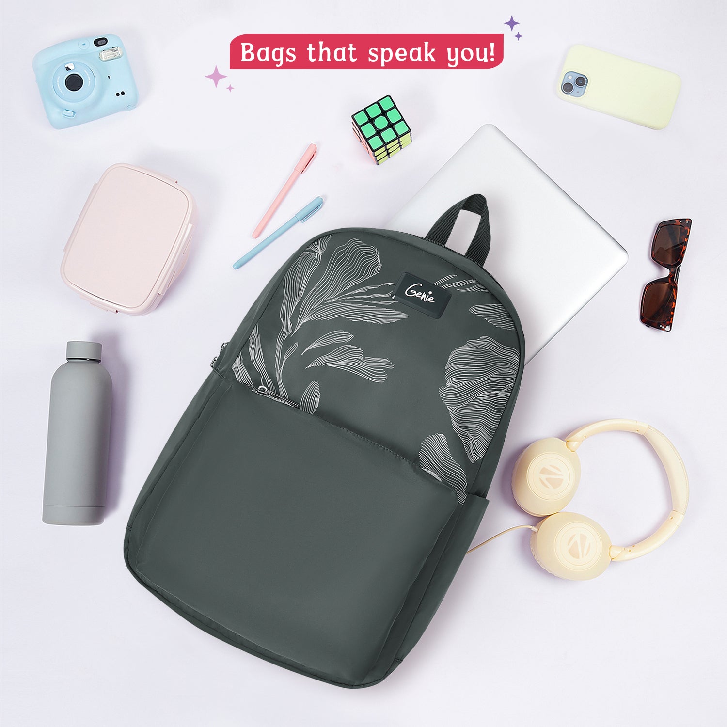Ashlyn 21L Grey College Backpack With Laptop Sleeve