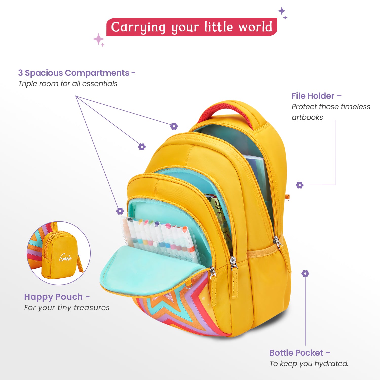 Popstar Small Backpack for Kids - Mustard Yellow