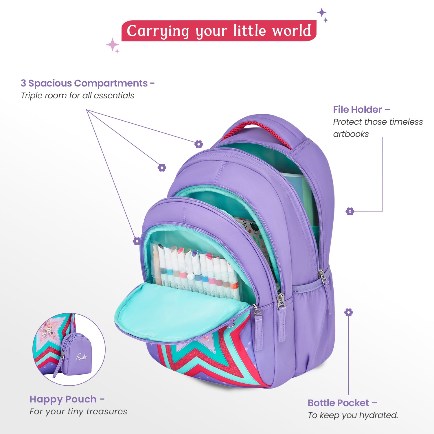 Popstar Small Backpack for Kids - Lavender