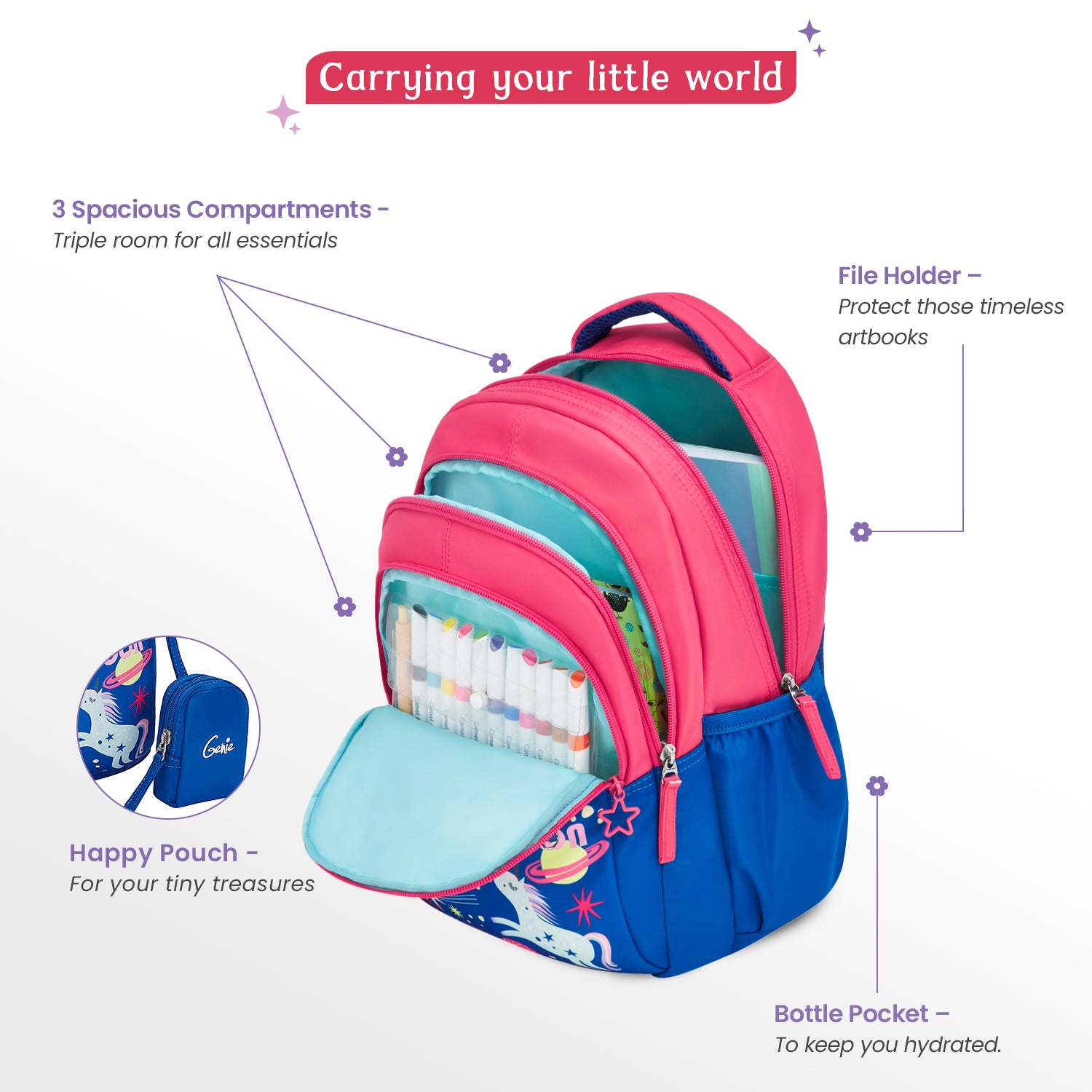 Unicornstar Small Backpack for Kids - Navy Blue