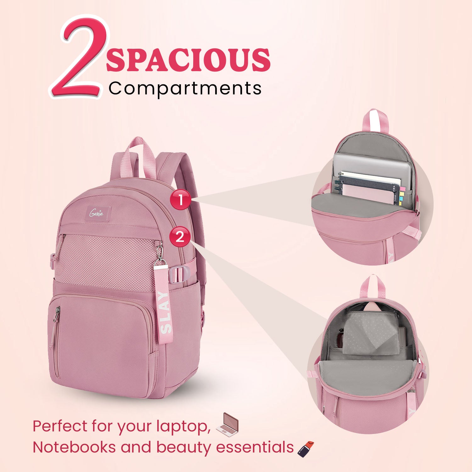 Berry 16L Pink College Backpack With Laptop Sleeve