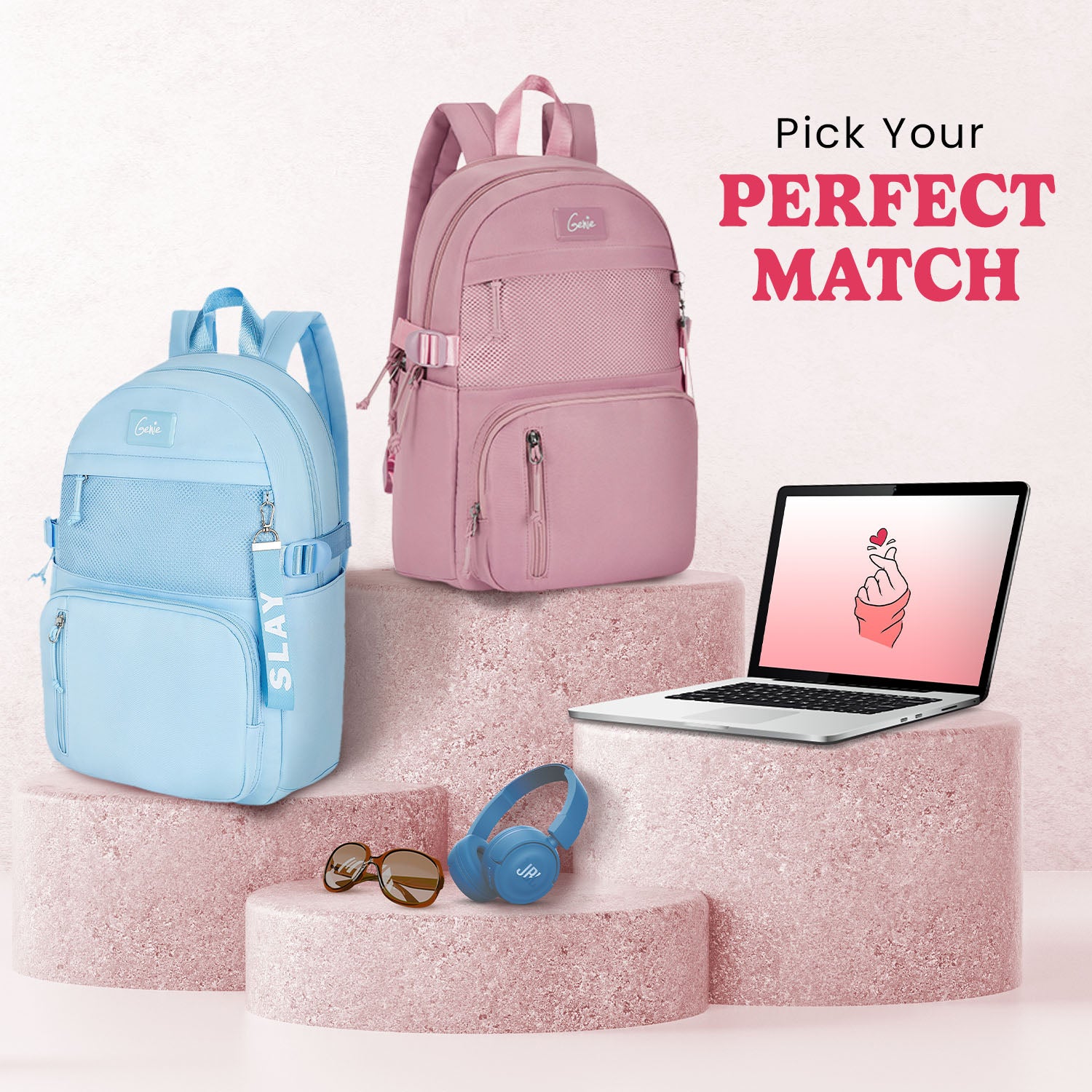 Berry 16L Pink College Backpack With Laptop Sleeve