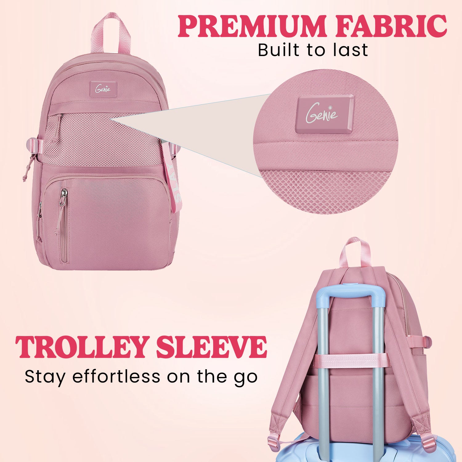 Berry 16L Pink College Backpack With Laptop Sleeve