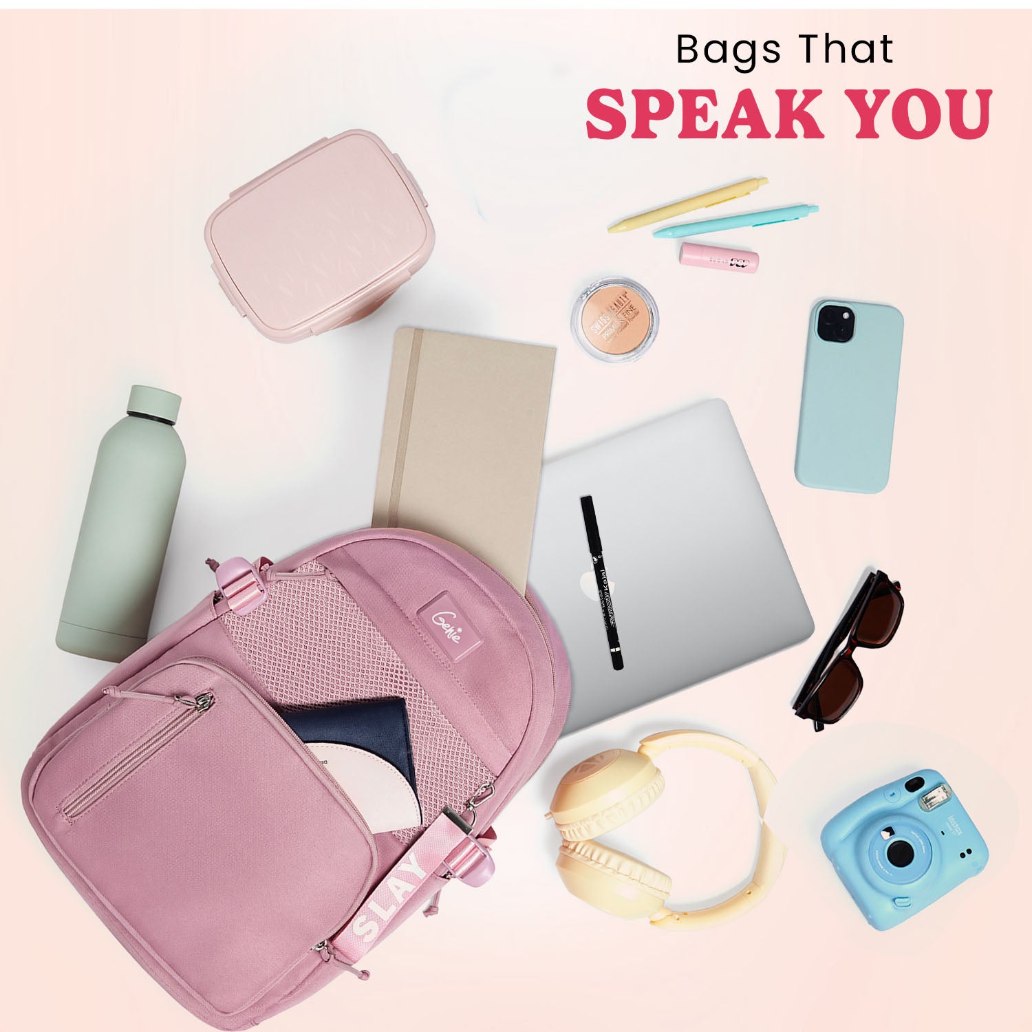 Berry 16L Pink College Backpack With Laptop Sleeve
