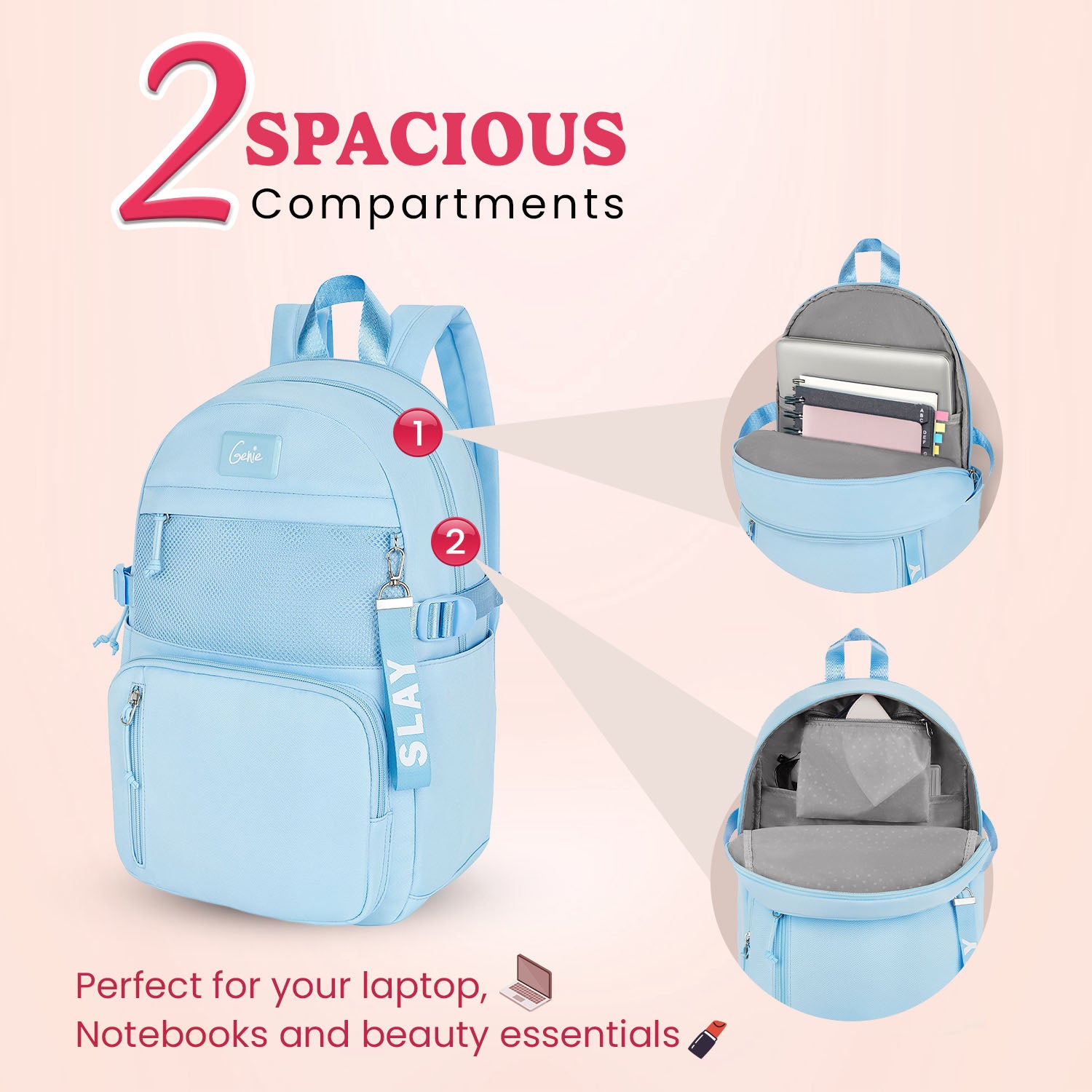Berry 16L Sky Blue College Backpack With Laptop Sleeve
