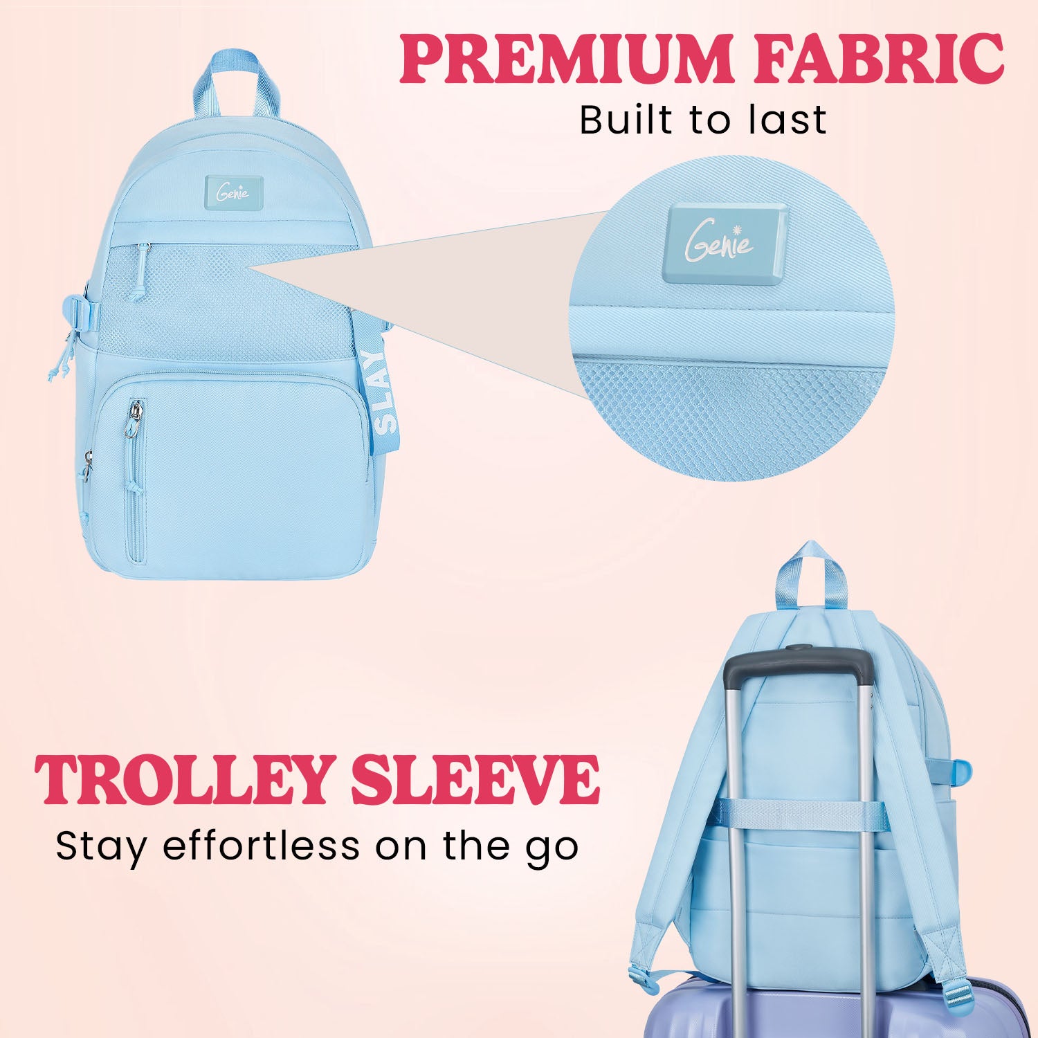 Berry 16L Sky Blue College Backpack With Laptop Sleeve