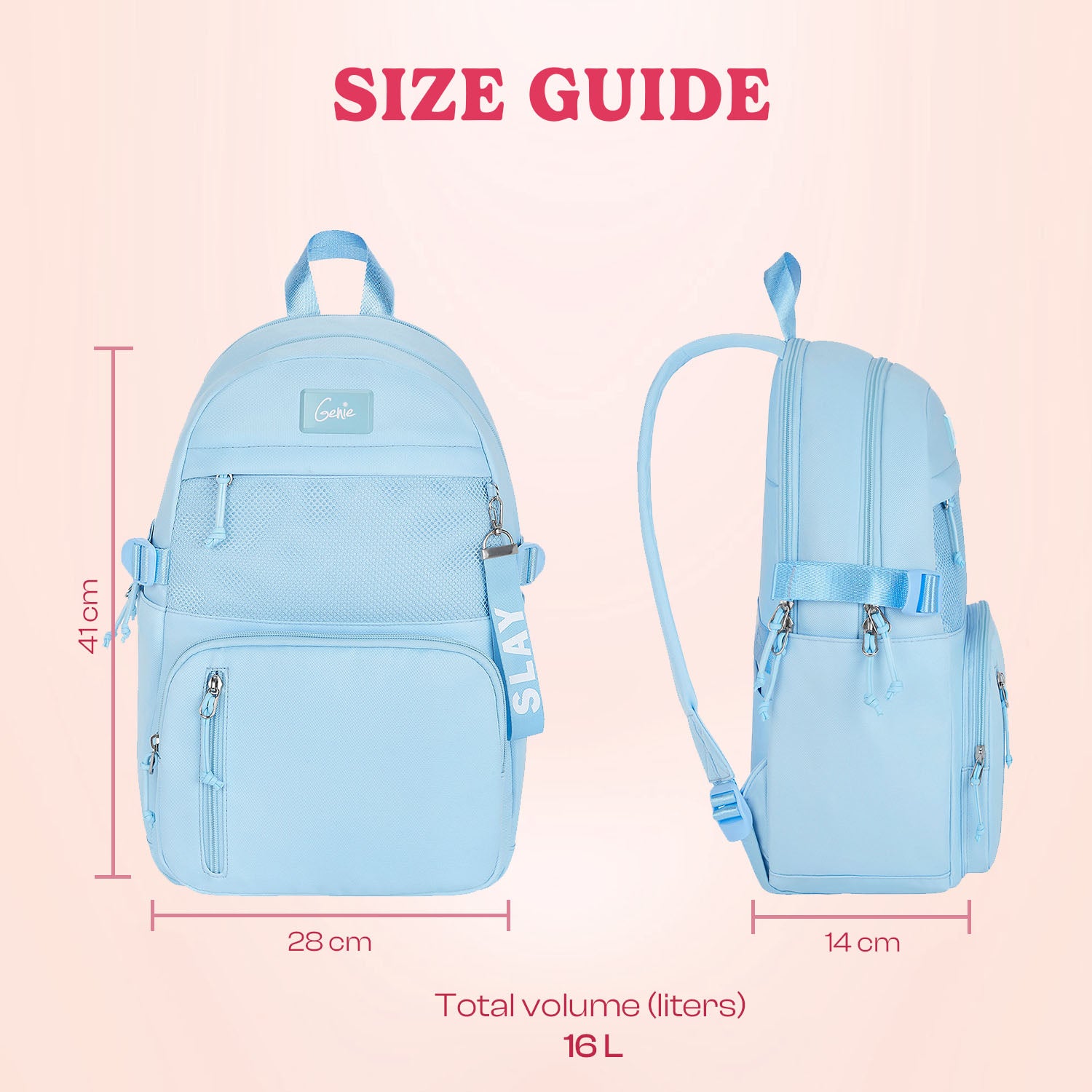 Berry 16L Sky Blue College Backpack With Laptop Sleeve