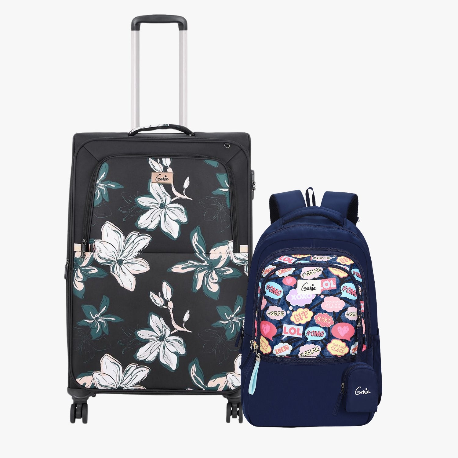 Genie Soft Trolley Bag and Laptop Backpack Combo
