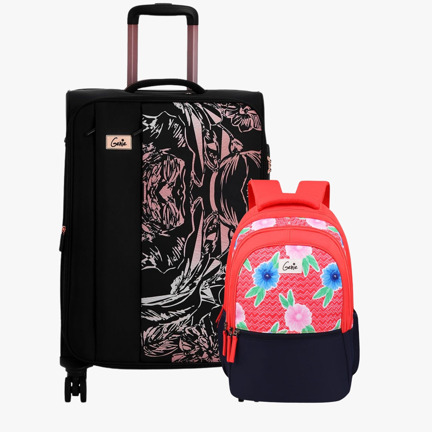 Genie Soft Trolley Bag and School Backpack Combo