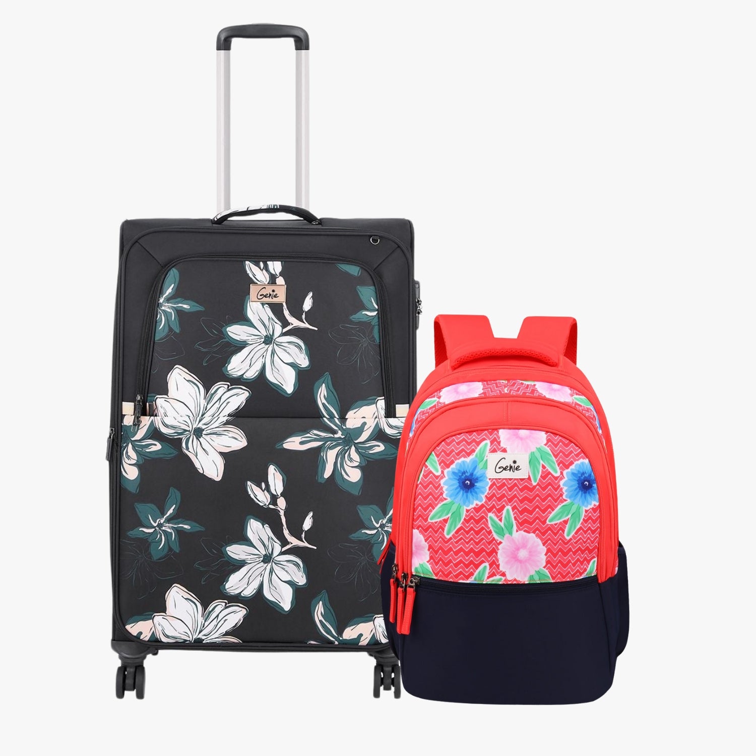 Genie Soft Trolley Bag and School Backpack Combo