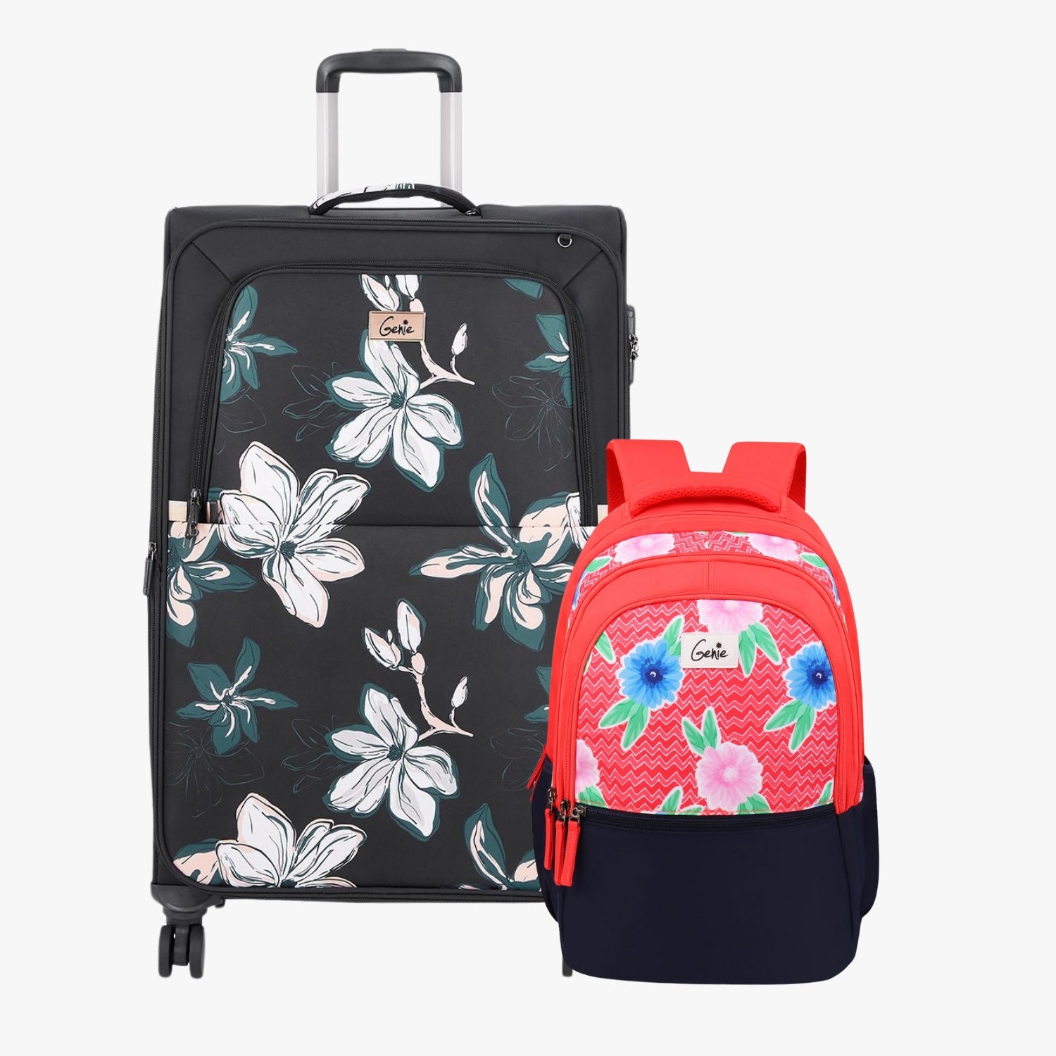 Genie Soft Trolley Bag and School Backpack Combo